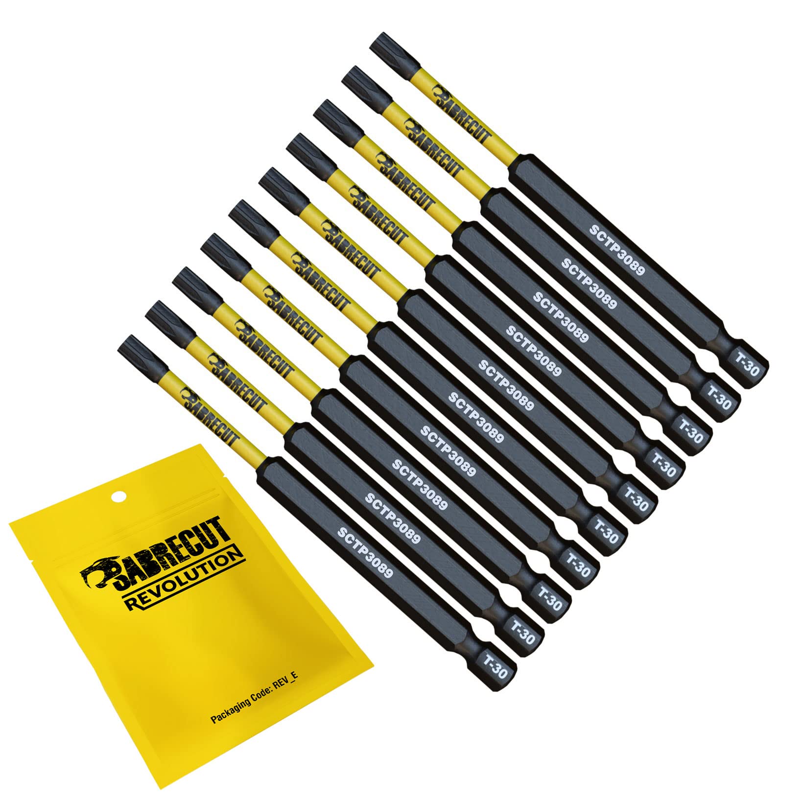 Sabrecut 10 X Sctp3089_10 89Mm T30 Tx30 Torx Tamper Proof Security Magnetic Impact Screwdriver Driver Bits Set Heavy Duty