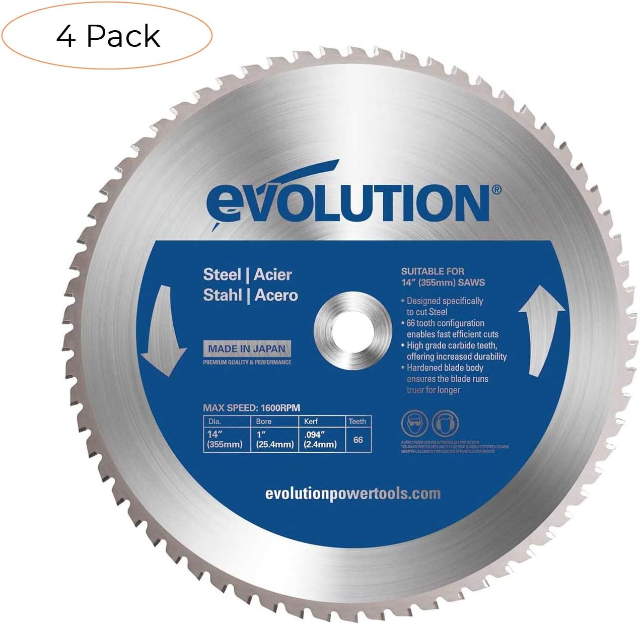 Evolution Power Tools 14BLADEST Steel Cutting Saw Blade, 14Inch x 66