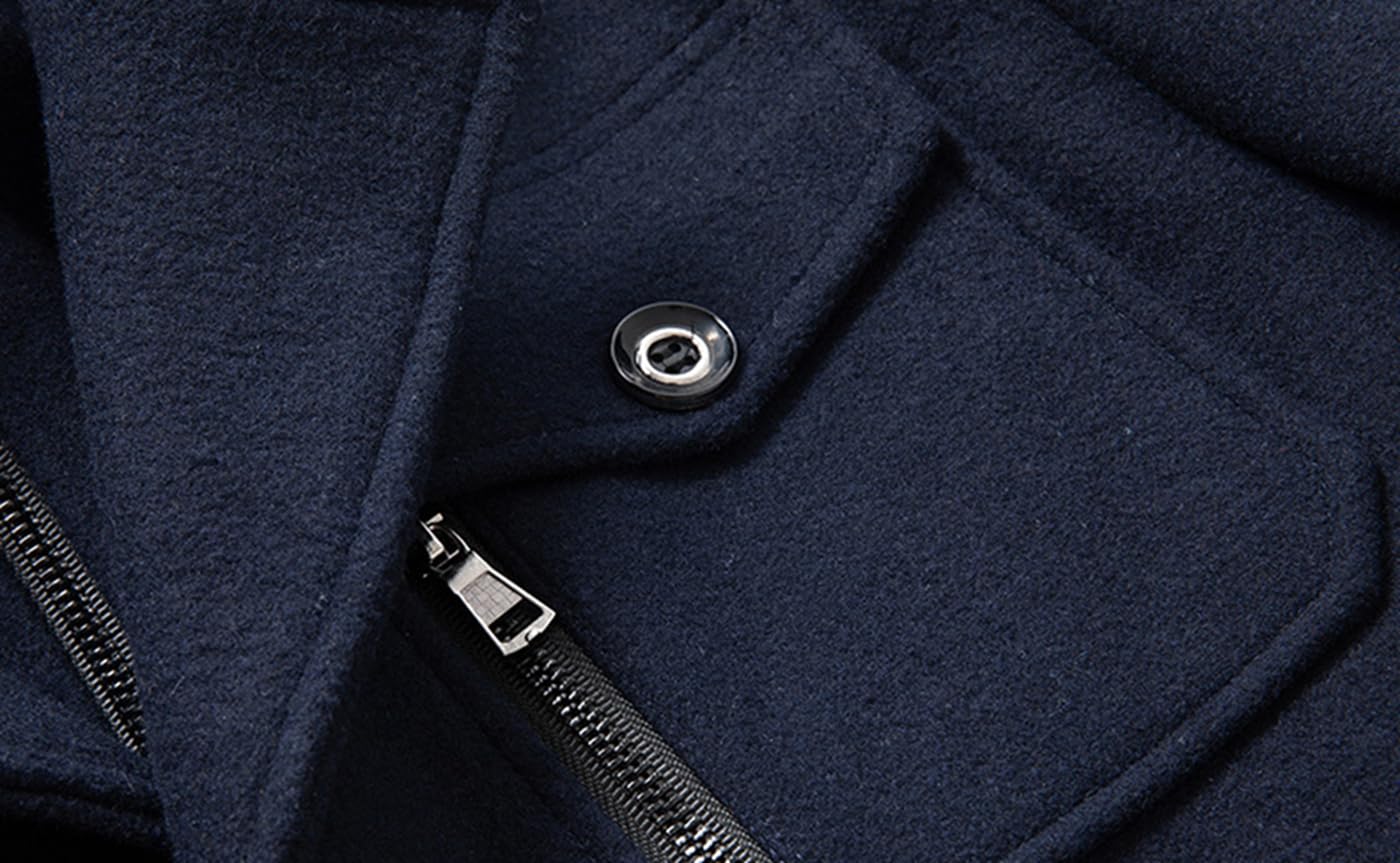 Manteau d'hiver en laine pour homme, manteau long trench pour homme, manteau d'hiver, manteau long, veste chaude en laine avec revers décontracté, manteau en cachemire uni, manteau court en