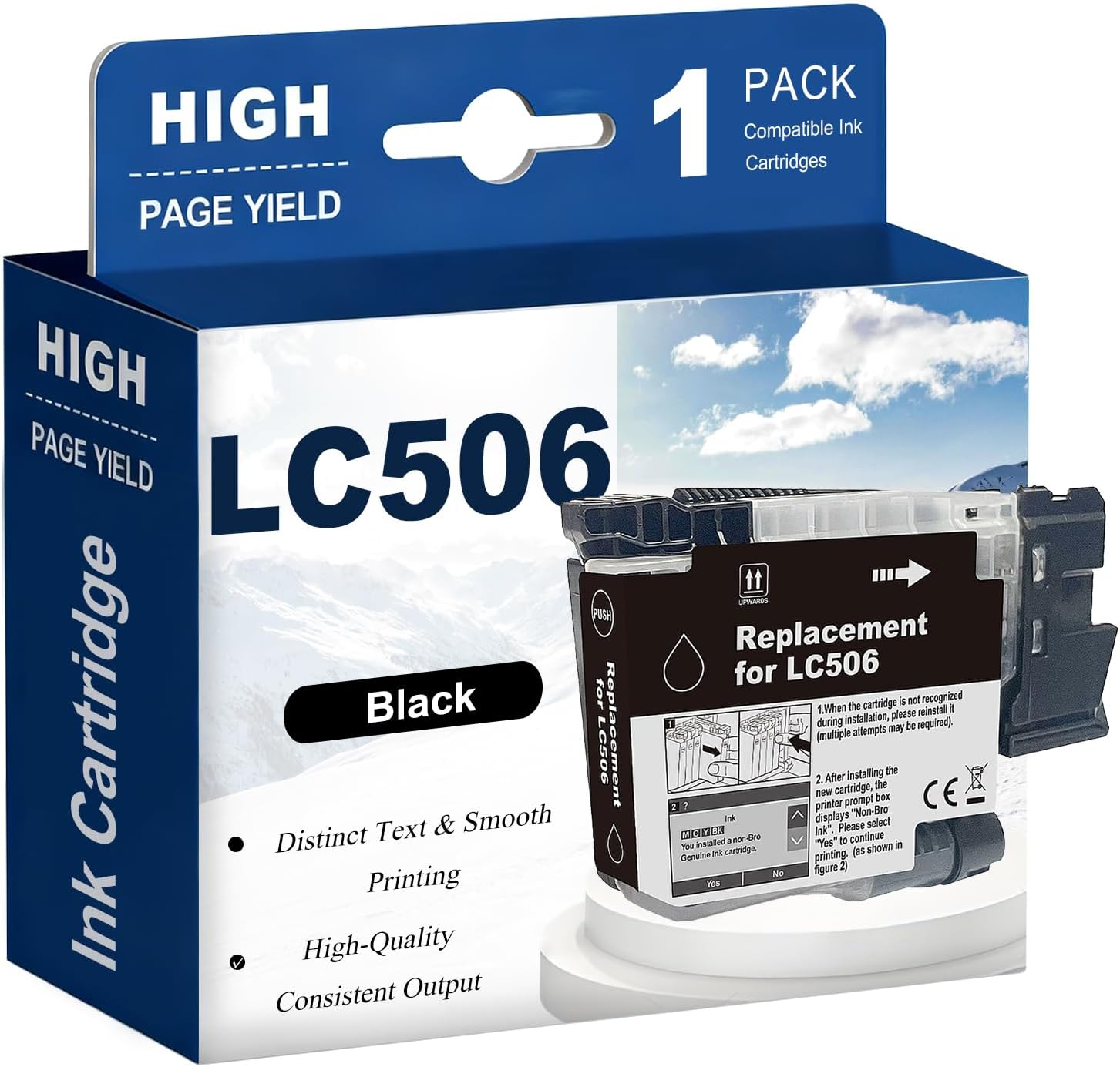 LC506 LC506BK LC506C LC506M LC506Y Compatible Ink Cartridges for Brother MFC-J4355DW J4555DW J4557DW, 1000-Page Yield Black