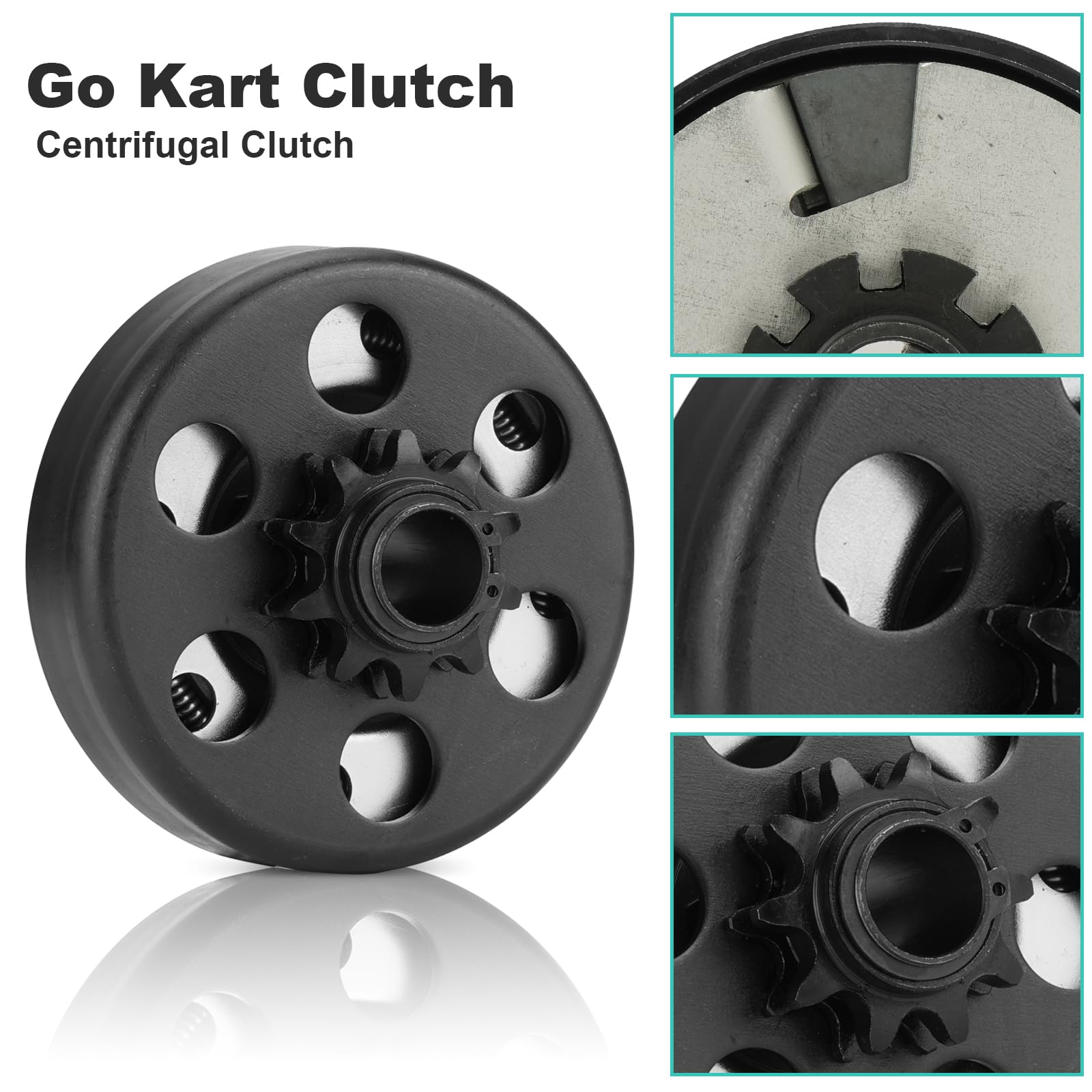 Go Kart Embrayage 3/4 alésage 10T avec chaîne #40/41/420, embrayage centrifuge pour Minibike MB165 & MB200 et moteurs Honda clonés GC160, GC190, GX120, GX140, GX160, GX200 jusqu'à 6,5 HP