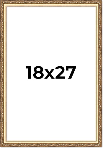 Vista 324 de Poster Palooza Marco de fotos de madera tradicional dorado antiguo de 6 x 18 pulgadas con plexiglás acrílico UV, respaldo de tablero de espuma