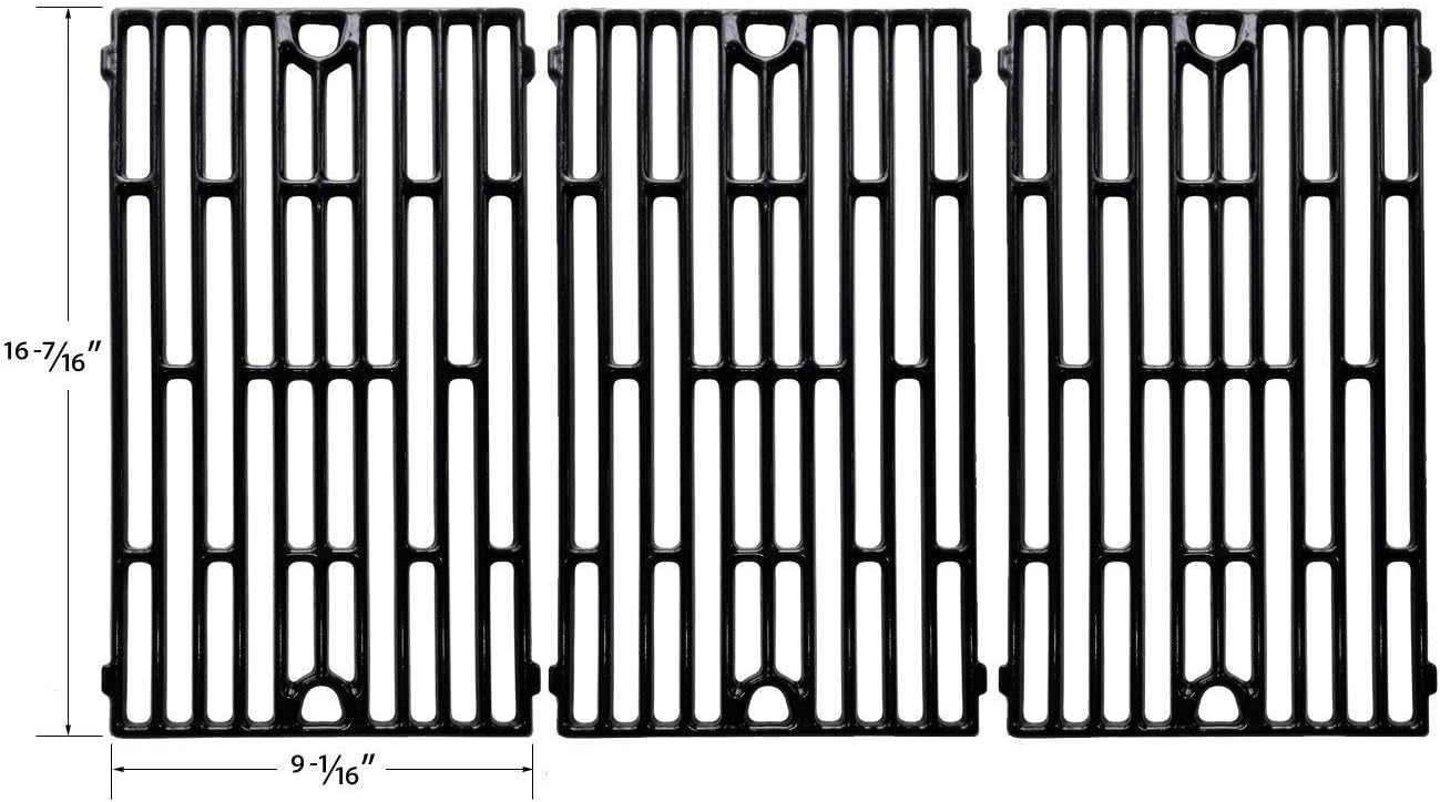 3 Pack Porcelain Cast Iron Cooking Grid for Jenn Air JA460, JA461, JA461P, JA480, JA580, Chargriller 2001, Perfect Flame, and Vermont Castings CF9055 3B, CF9056, CF9080 Gas Grill Models