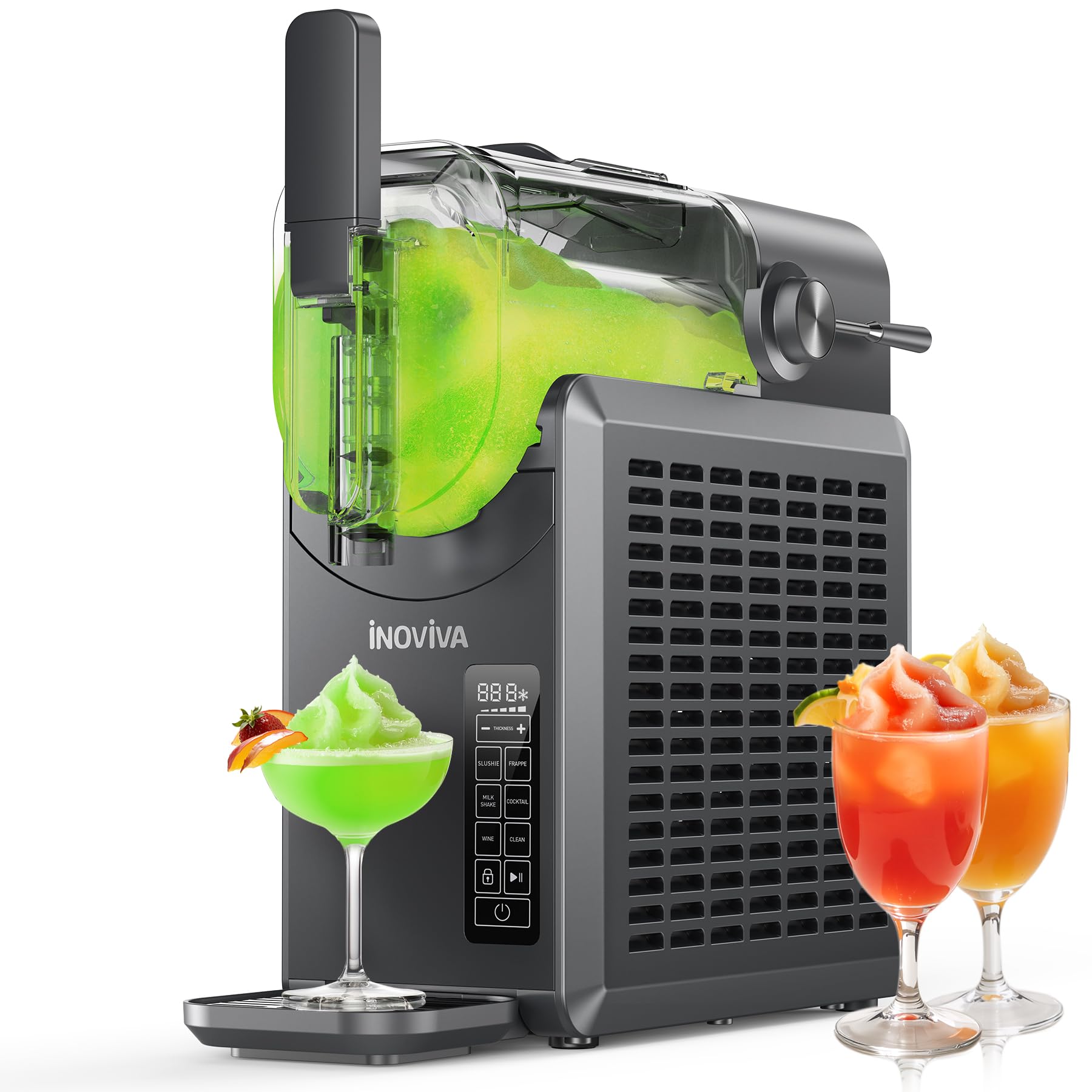 Slushie Machine, No Ice Needed, INOVIVA Slushy Machine for Home with Self-Cleaning Function, Professional Frozen Drink Maker, 5 Preset Programs, Frozen Margaritas, Frappés, Milkshake, and More