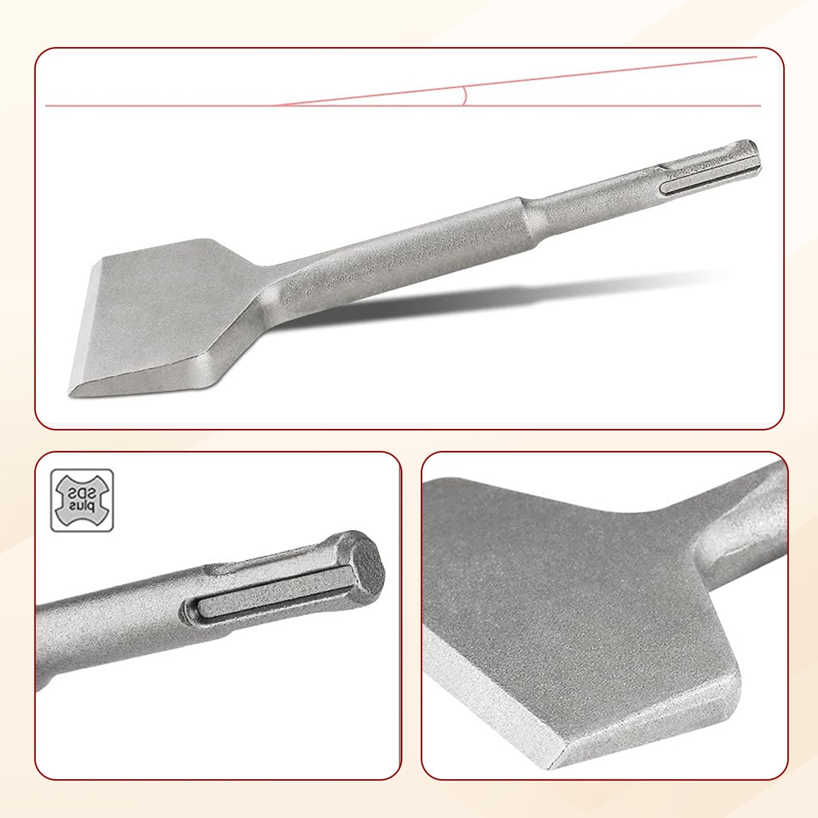 Scalpello per piastrelle SDS Plus, infrangibili e durevoli, 280 x 100 mm e 250 x 40 mm, SDS largo per rimuovere efficacemente piastrelle e colla per piastrelle, 2 pezzi