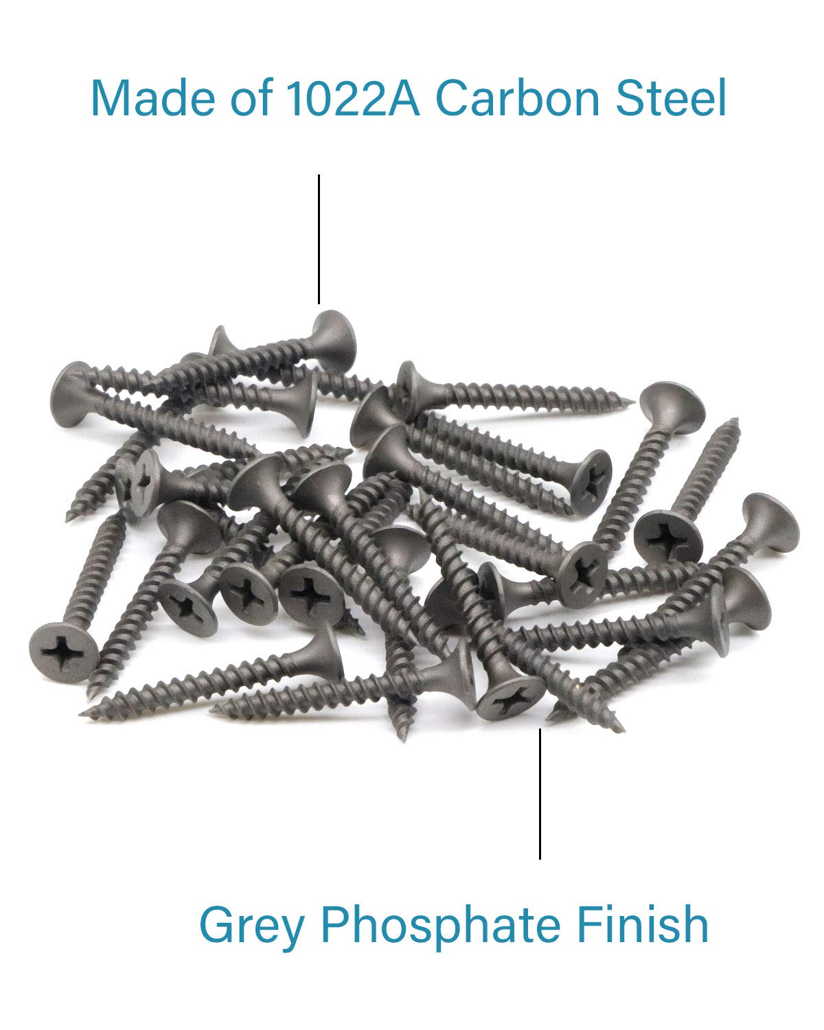 IMScrews #6 X 1-1/8 Inch Flat Head Drywall Screws – 100-Pack, Phillips Drive, Fine Thread, Zinc Coated