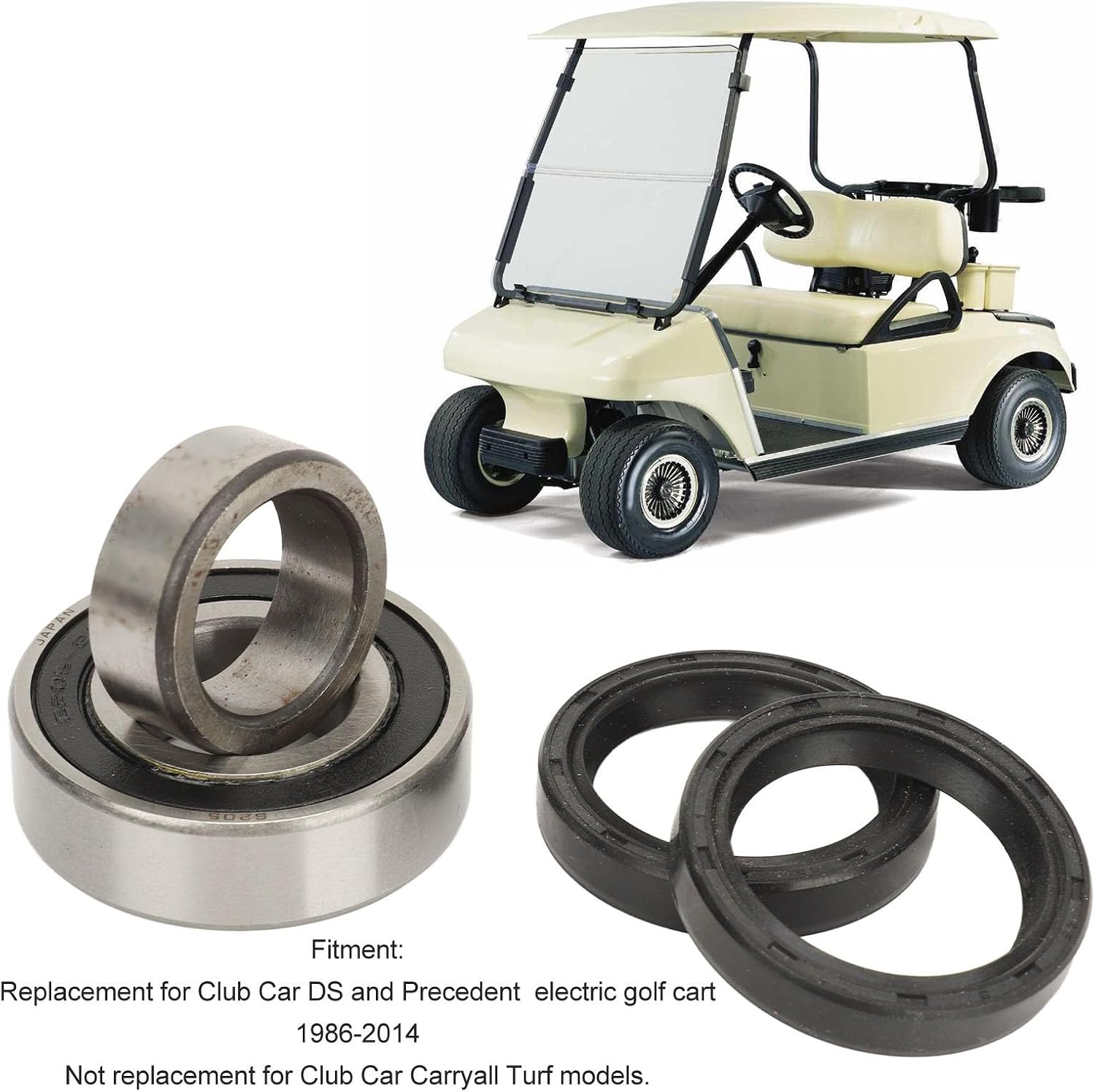 Pyhodi Rear Axle Bearing Kit, High Strength Rugged Reliable Axle Oil Seal Kit, Applicable for Club Car DS and Precedent Electric Cart 1986-2014, OE 1011291, 1014207, 1013794