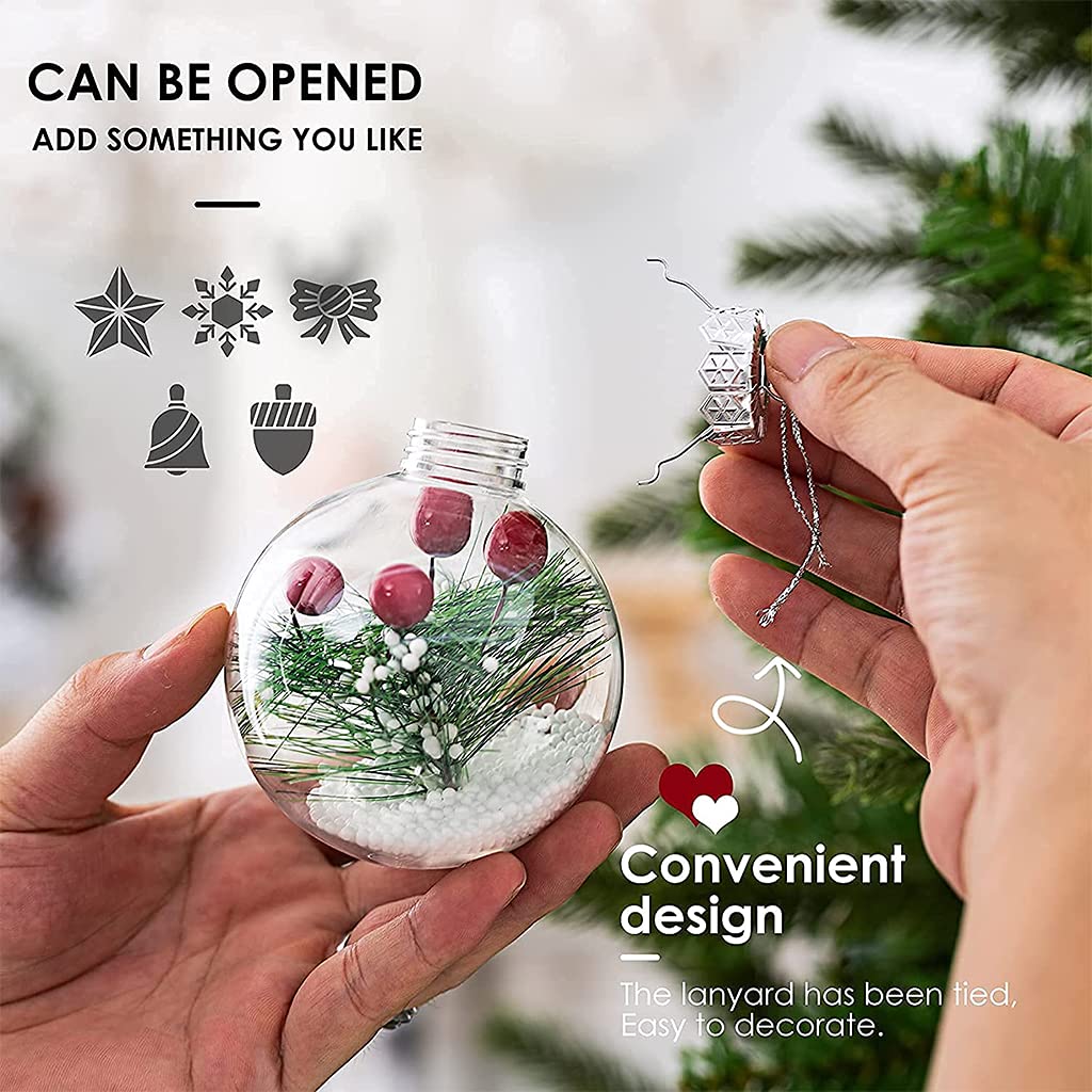 12 piezas 3 pulgadas bolas de Navidad transparentes adornos bolas de plástico inastillables transparentes colgantes decoración del árbol de Navidad