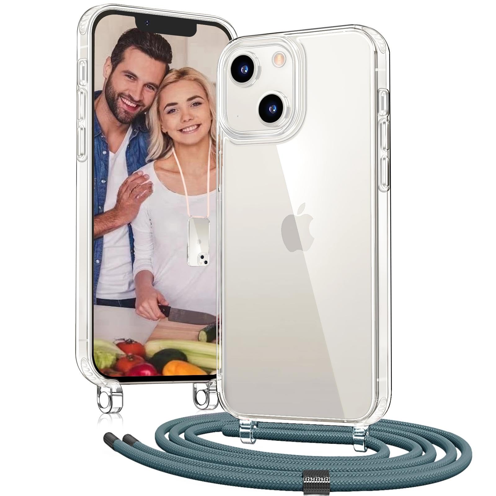 Cover Trasparente con Cordino per iPhone 7 Plus/8 Plus, Custodia con Regolabile Collana per iPhone 7 Plus/8 Plus, [Antiurto] [AntiGraffio