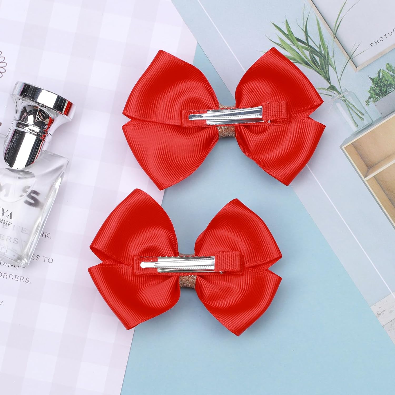 KISZU 4 Inch Hair Bows Clips Large Sparkle Ribbon Girls Alligator Barrettes Glitter Hair Accessories for Toddler Kids Children Teens Women image 5
