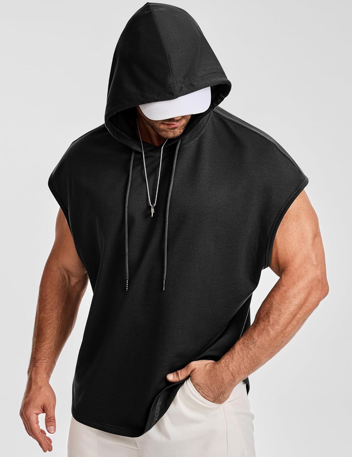 JMIERR Men's Drawstring Hooded Shirts - Casual Loose Fit Cotton Hoodies Tee Shirt for Daily Wear - Image 2