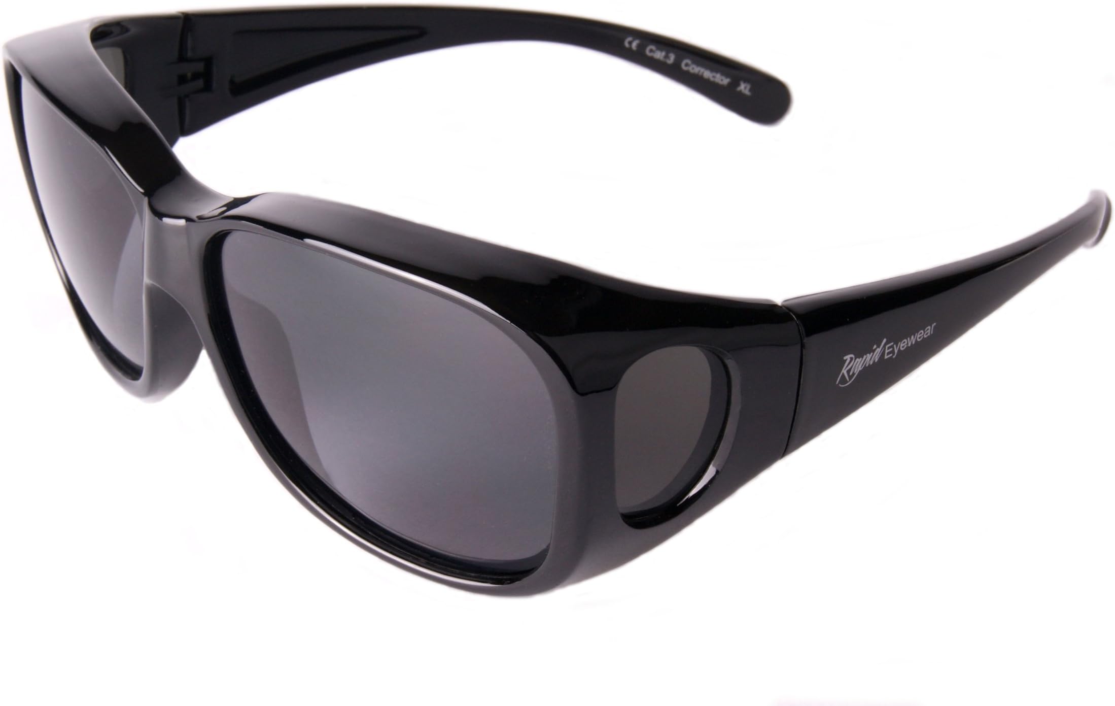 Large Polarised Over Glasses Sunglasses to Fit - Wear Over Spectacles. Mens – Womens. Tinted OTG for Fishing, Driving & Cycling. Black