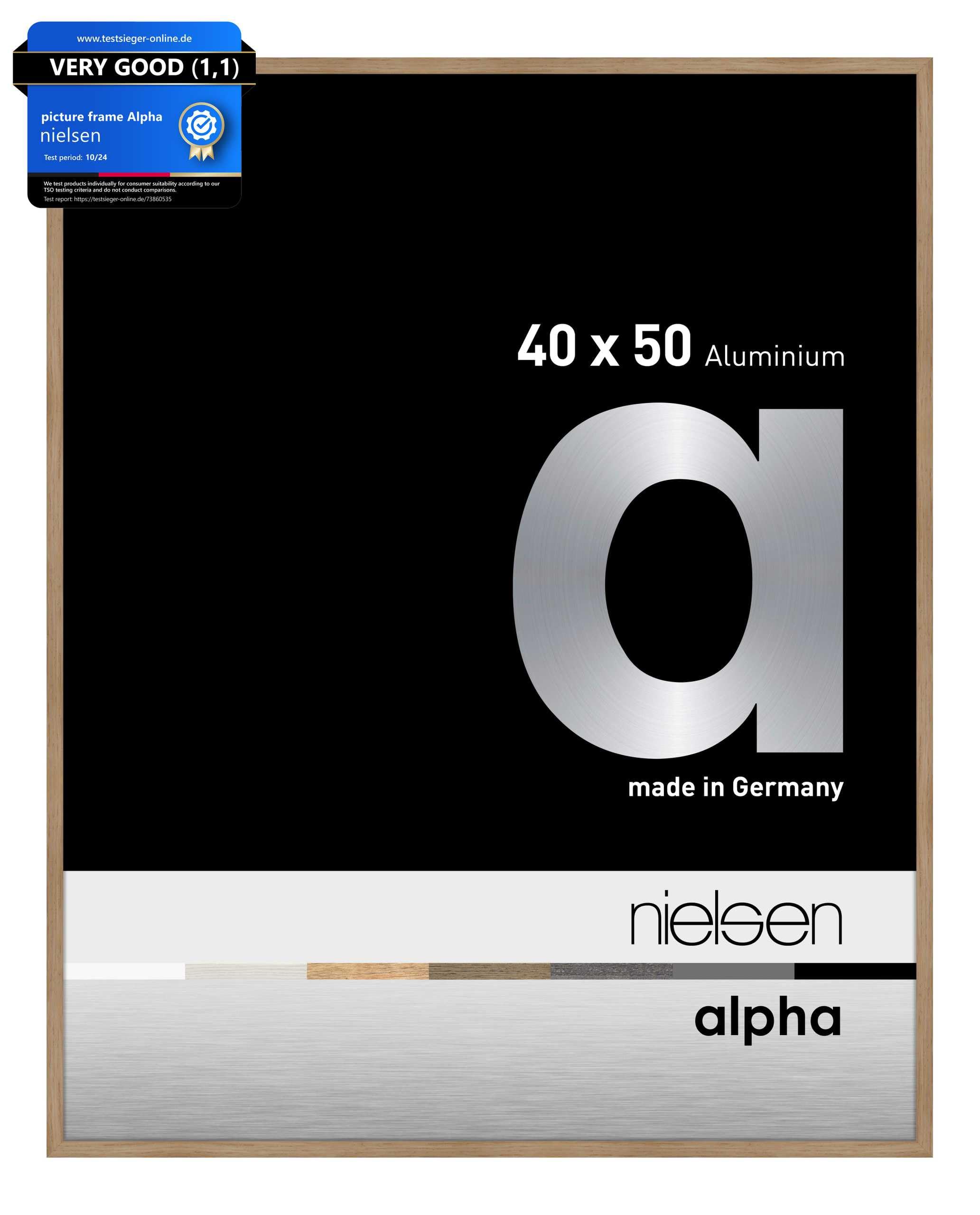 Nielsen  Alpha Aluminium Picture Frame With Glass Front - Oak - 40 x 50cm