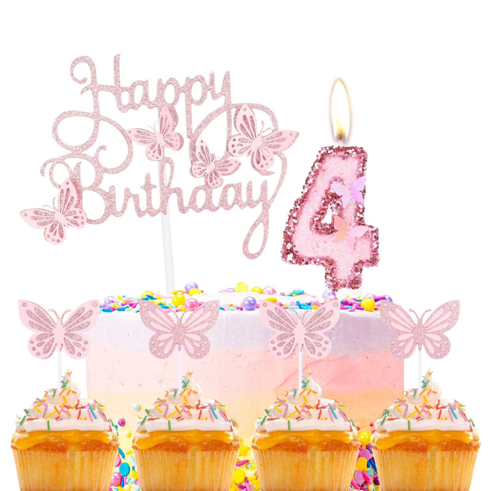 mciskin Candele per 8° compleanno Macaron, candela rosa numero 8 per ragazze, decorazioni per 8° compleanno, candela rosa macaron, 8 decorazioni per