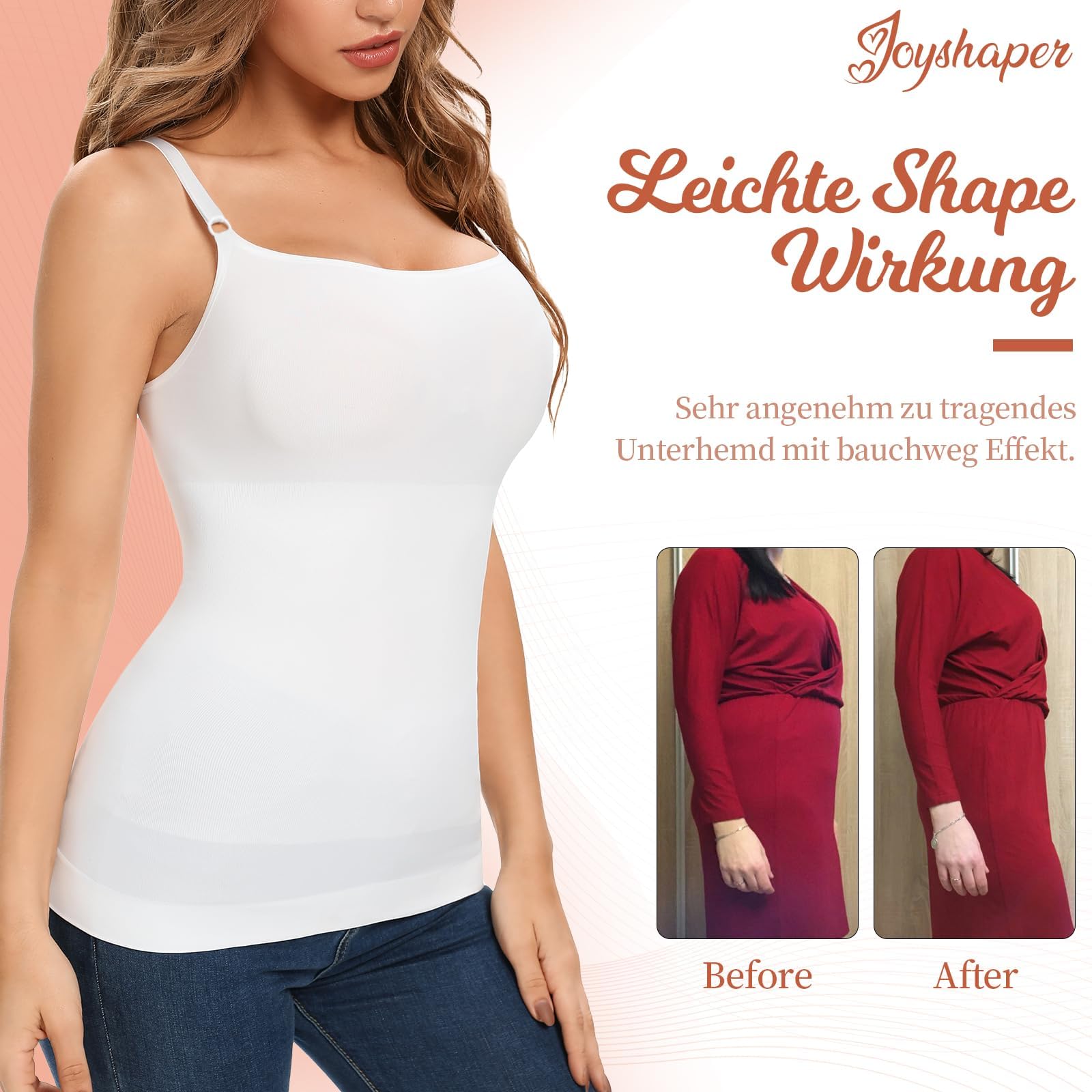 Joyshaper Débardeur à Bretelle Femme Basique Caraco Réglables Camisole Top sans Manches Hauts Sculptants Ventre Plat