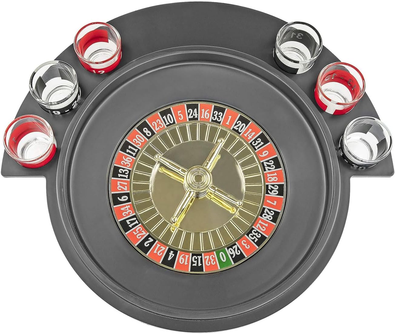 GeRRiT Roulette Sets Black Plastic Roulette Wheel Roulette Wheel Set with 2 Balls and 6 Shot Glasses Drinking Games Great for Family Game Night Party Games
