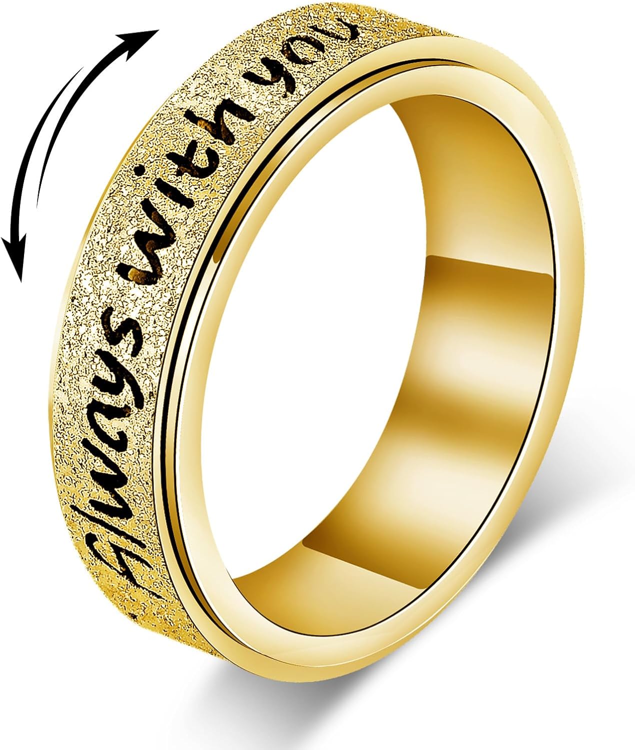 Fidget Spinner Ring for Women - Always With You Mother's Day for Mom Rotating Elegant Stainless Steel Anxiety Relief Jewelry, Birthday Chrismas for Daughter Granddaughter Mom Wife Sister Friends