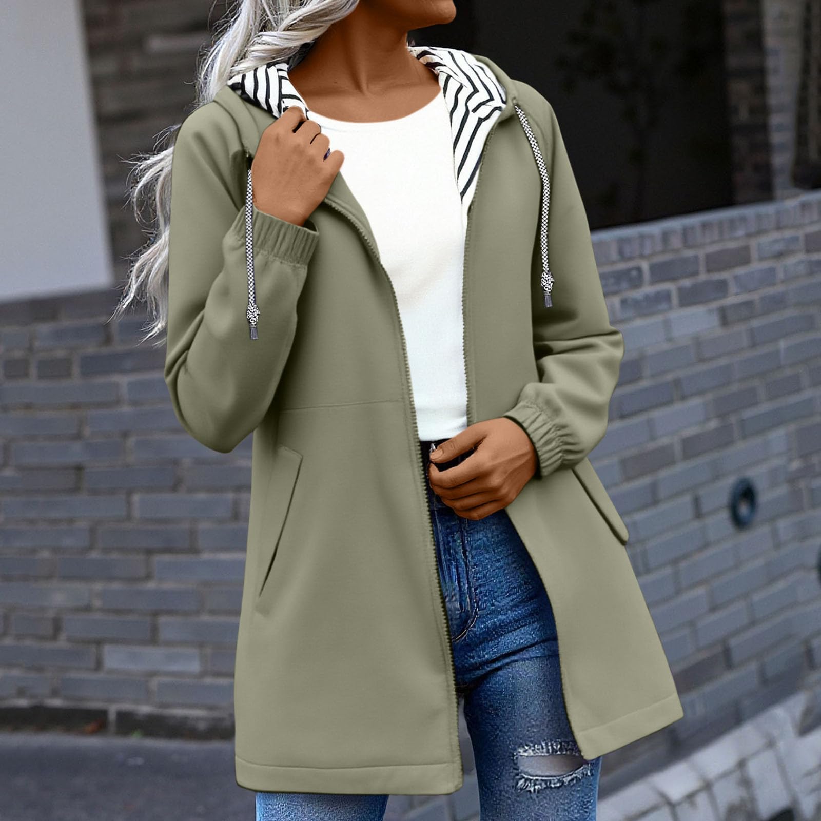 Regenjacke Damen Wasserdicht Atmungsaktiv Softshelljacke Lang Übergangsjacke Einfarbige Outdoor Regenmantel mit Kapuze Funktionsjacke Leichte Gefüttert Windbreaker Große Größen Regenparka S-5XL
