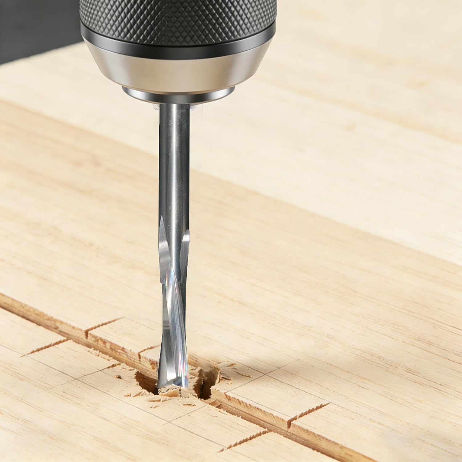 Ruhi DL220 2 Flutes Low Helix Spiral Router Bit Down Cut 2 Pieces CNC end Mill for Wood Carving Engraving 1/4" x 13/16"x 3" Shank 1/4"