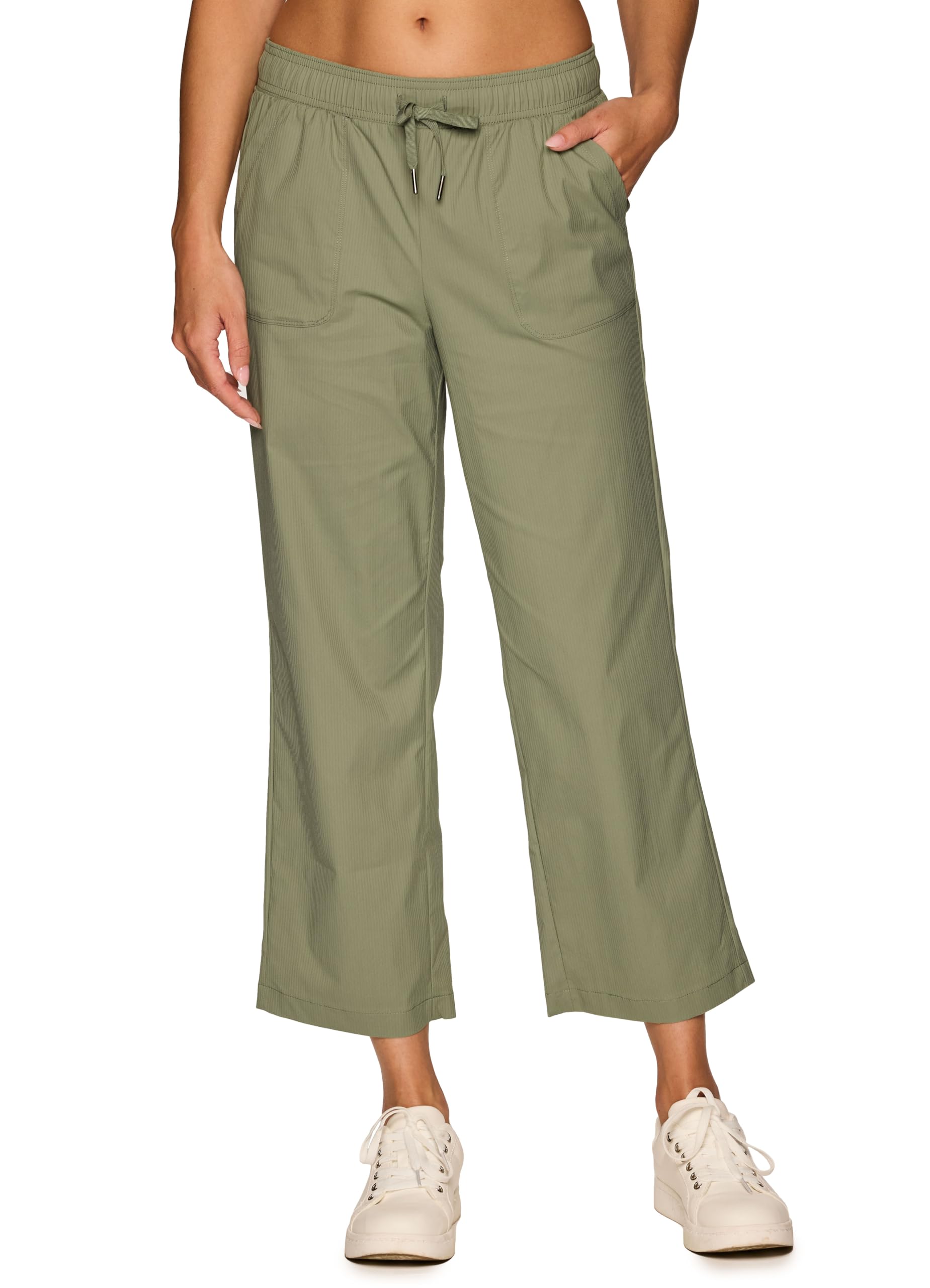 RBX Woven Ankle Pant for Women Lightweight Quick Drying Relaxed Shadow Stripe Ankle Length Casual Pants with Plus