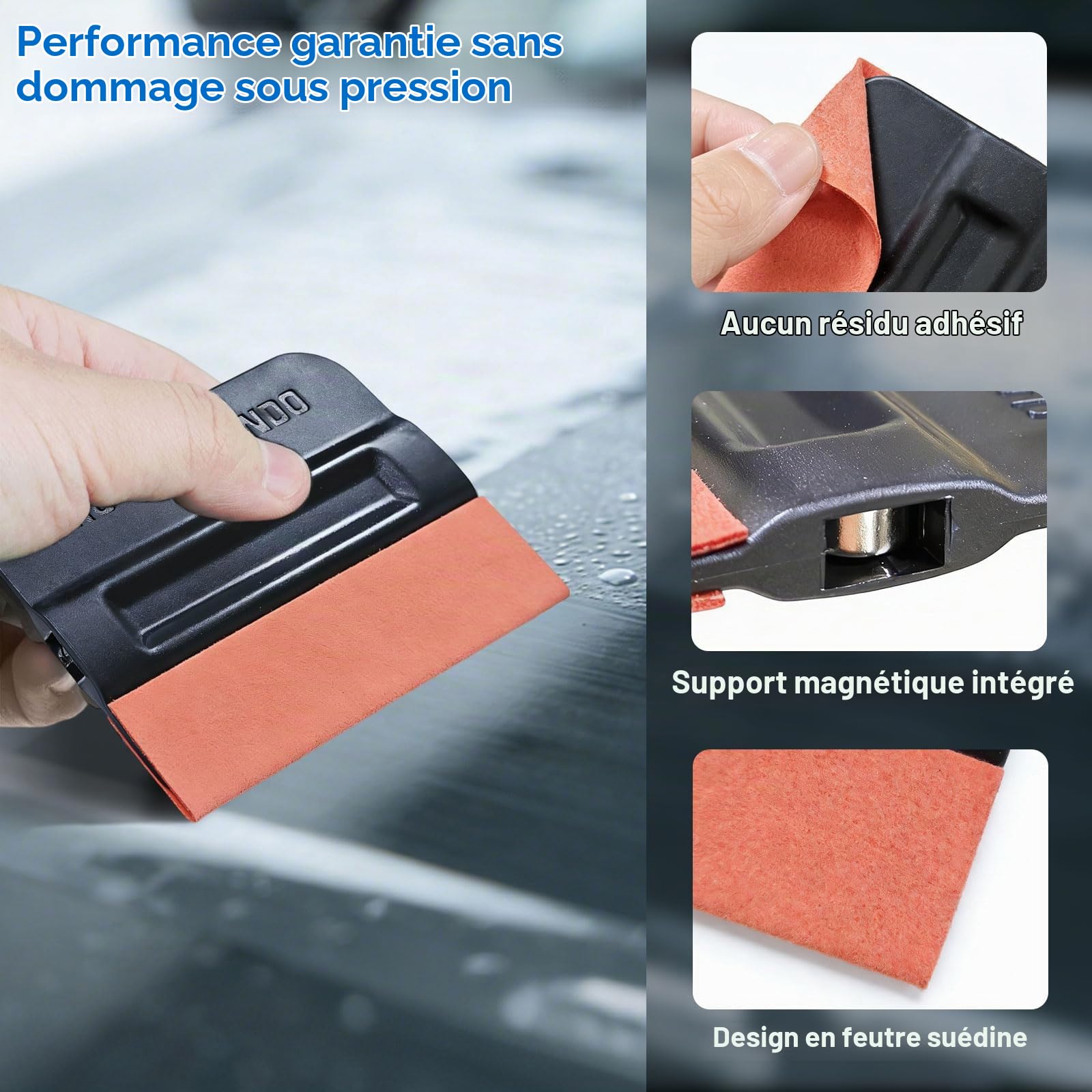 60 Pièces Kit de Film Teinté Voiture,Covering Outils Vitre Teintée Voiture avec Corde de découpe 5m,Kit de Vinyle Film pour Vitre,Fenêtre,Mural,Meuble,Raclette en Feutre,Sac de Rangement