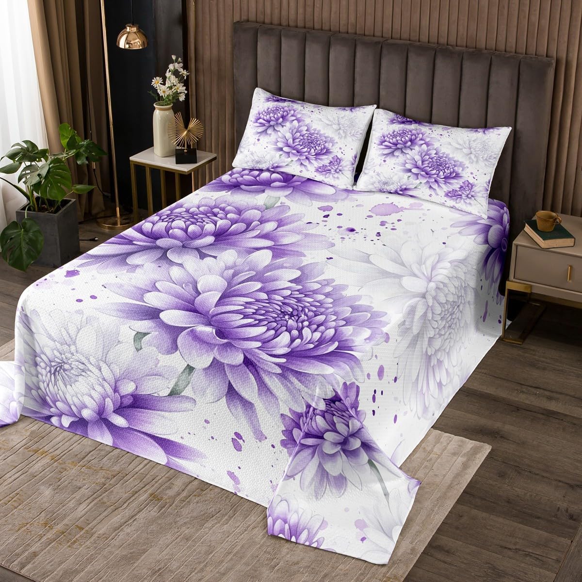 Dream Castle Bedspread Set Queen Size for Kids,Boys Girls Butterfly Flowers Quilt Set Princess Style Bedspread Coverlet Stripes Bedspread 3 Piece Decorative Bedding Quilted with 2 Pillow Shams