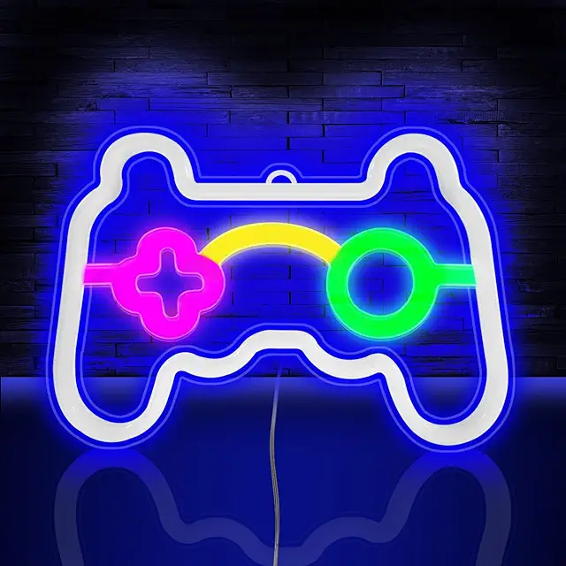 HOTUT Game Neon Sign - Blue LED Wall Light for Gaming Rooms