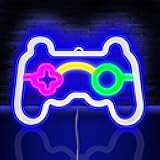 Gamer Neon Sign, Gamepad Controller Shape - USB/Battery Powered LED Wall Light for Gaming Room Decor, Retro Arcade Gifts for Teens Boys Kids