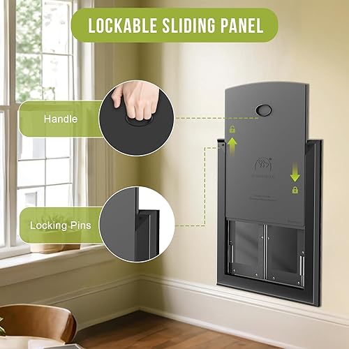 Miniatura 4 de Puerta para perro para pared, puerta grande resistente para perros con marco de aluminio y túnel telescópico, estilo francés con solapas magnéticas,