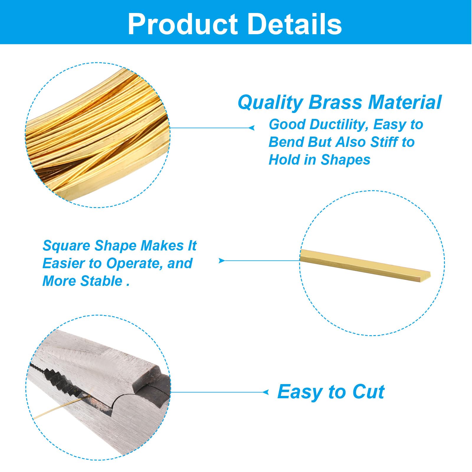 PATIKIL 30Gauge/0.25mm 1mm Width 19.69 Feet Flat Brass Wire, 2 Rolls, Gold, DIY Jewelry Making Earring Wrapping Art Crafts Decoration - Image 3
