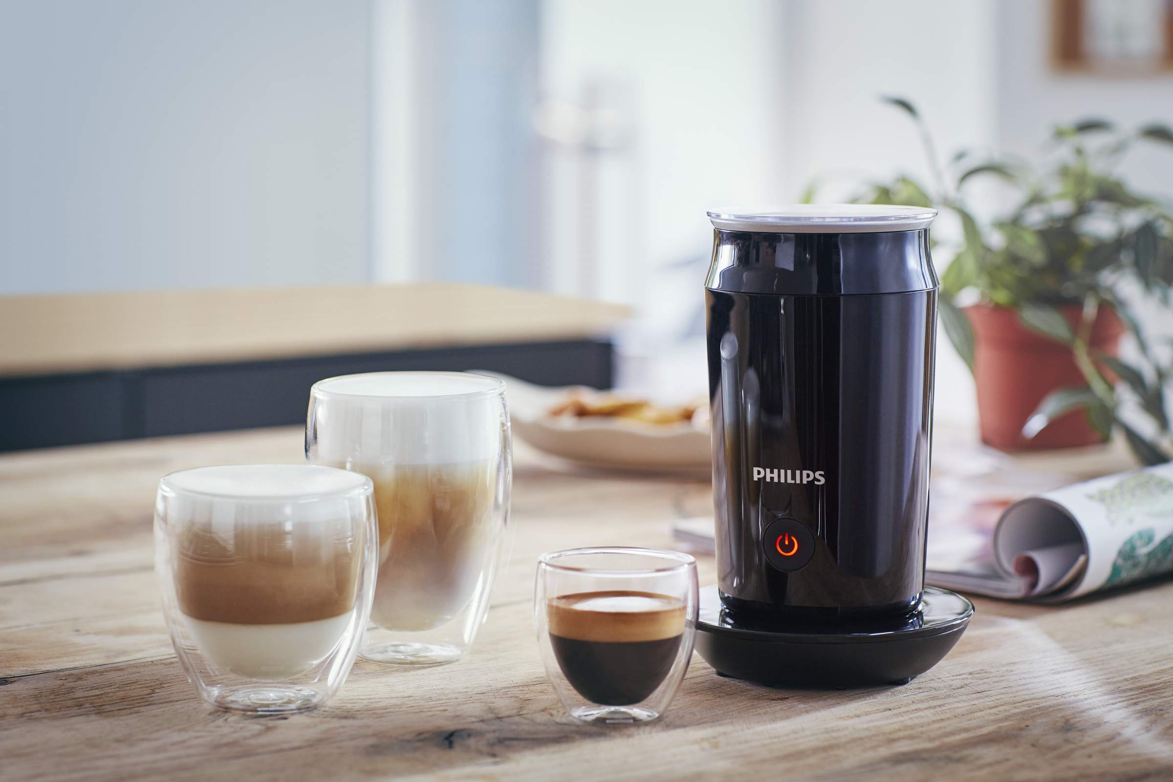 Philips Milk Twister spieniacz do mleka z ciepłą i zimną pianką, czarny