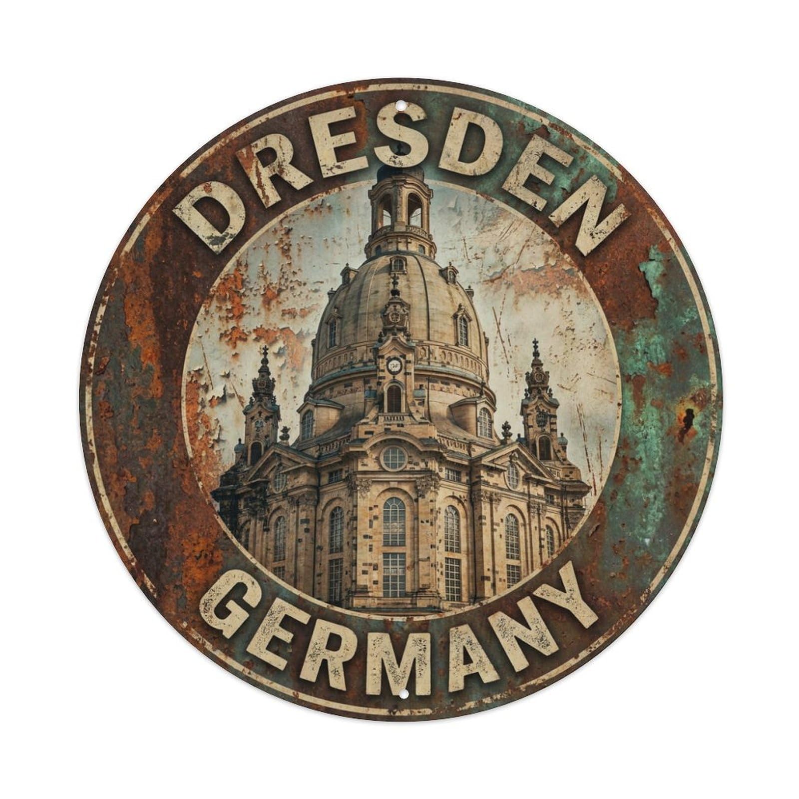 Galvaxio Style Vintage Travel Germany Dresden Metal Tin Sign