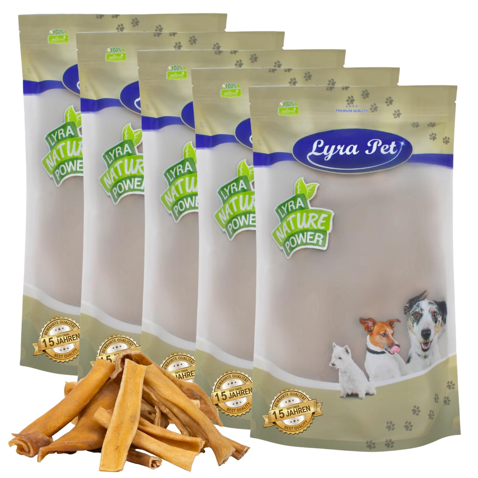 Lyra Pet® 5 kg Peau de tête de bœuf Claire séchée, friandise Chien | Snack à mâcher naturel au bœuf | Riche en protéines | Texture dure & résistante | Pauvre en graisses & digeste