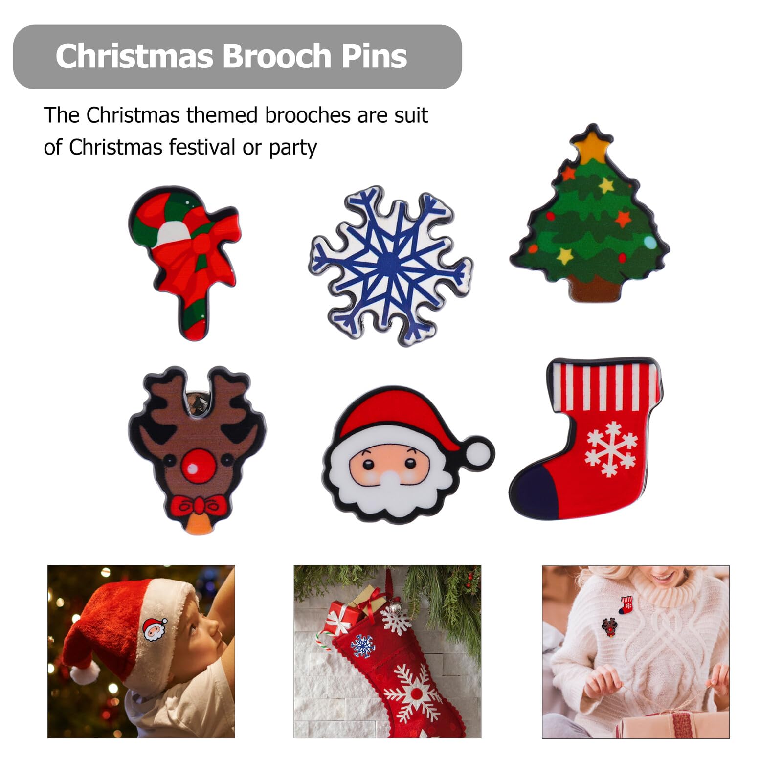 Ipetboom 8 Broches Navideños Dibujos Animados para Decorar Fiestas de Navidad Estilo Aleatorio