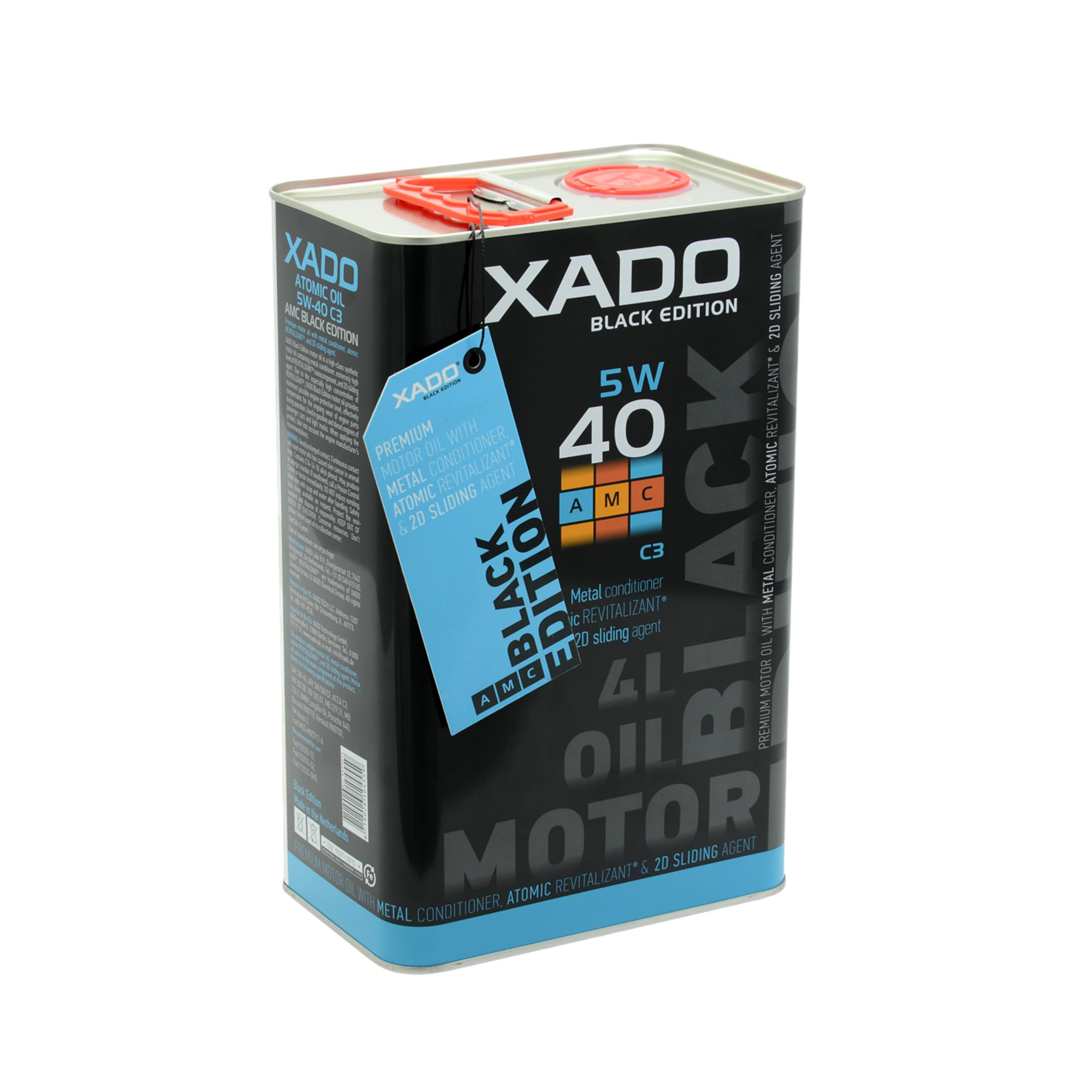 XADO Aceite de motor 5W40 Premium de alto rendimiento sintético, con aditivos que protegen motores de alto rendimiento - Black Edition 5W 40– 4 litros