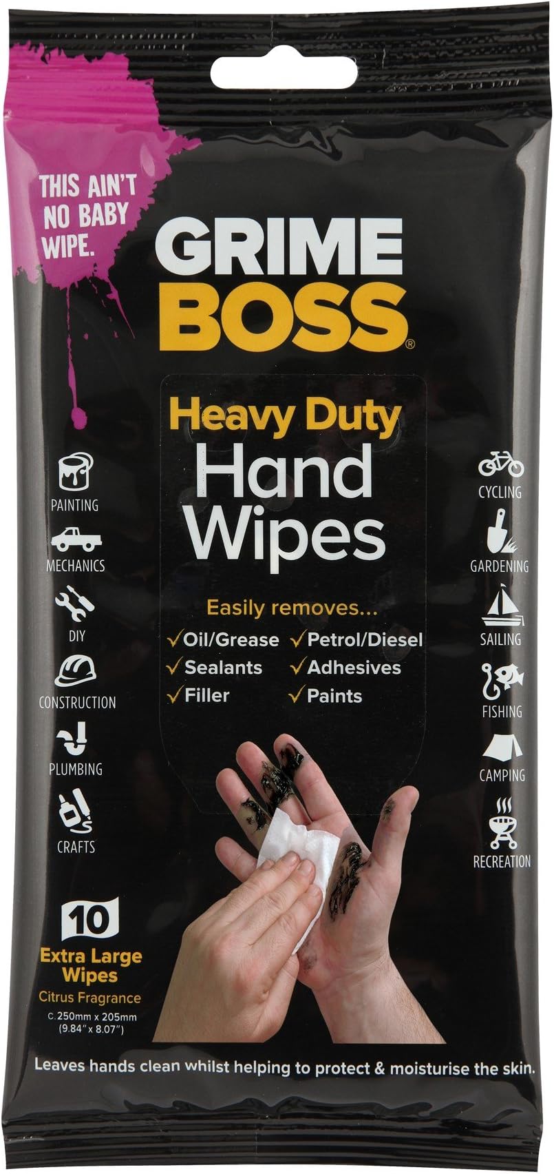Grime Boss Hand Wipes - 10 Count Pack