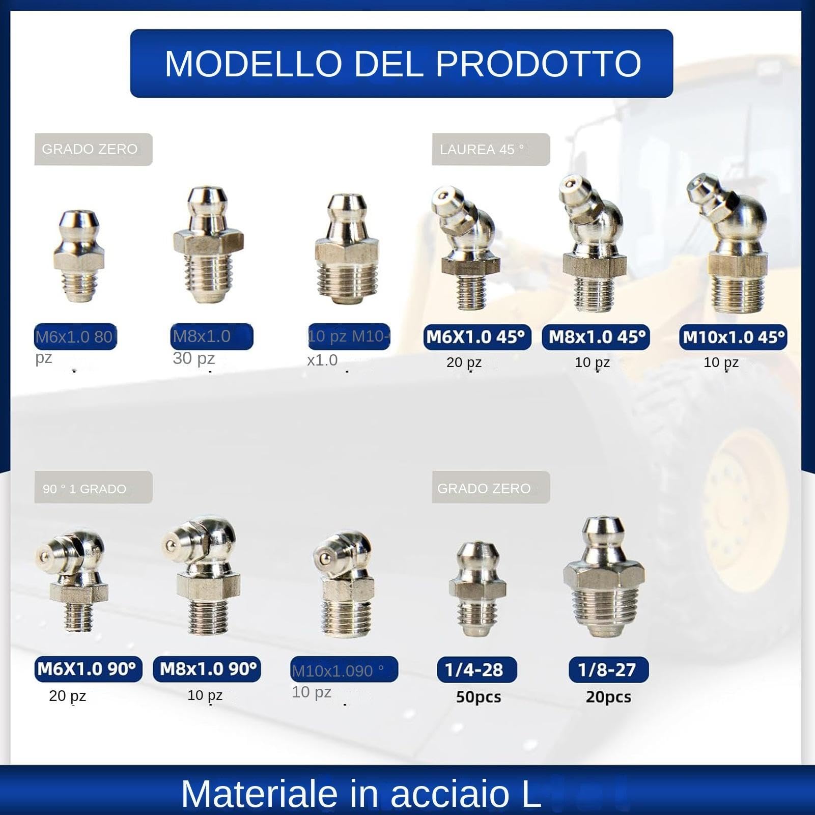 Generico Assortiment de graisse – Kit de lubrification industrielle automobile, robuste ensemble de graisseurs mécaniques, pièces polyvalentes de connecteurs d'entretien pour machines