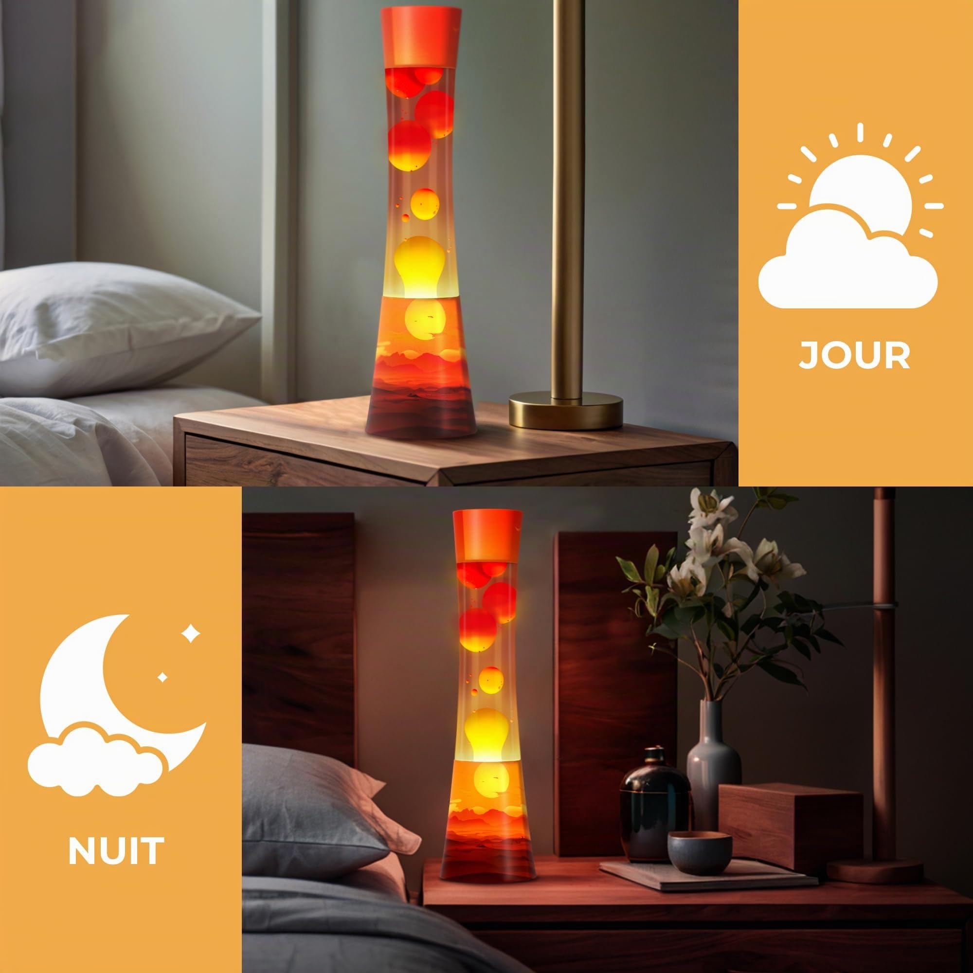 Jambo Lampe à mouvement liquide 15,5" Sunset – Lampe décorative relaxante pour salon chambre veilleuse