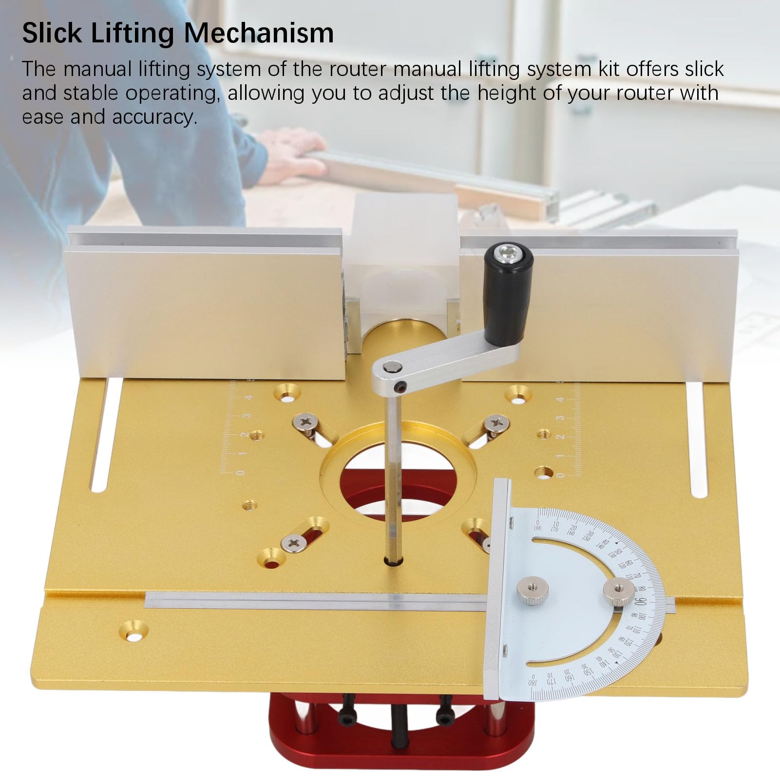 Generic Kit de de Enrutador de Elevación Manual Confiable para Carpintería, para Entusiastas de la Artesanía y Carpinteros Profesionales Aleación de Aluminio y Acero Inoxidable