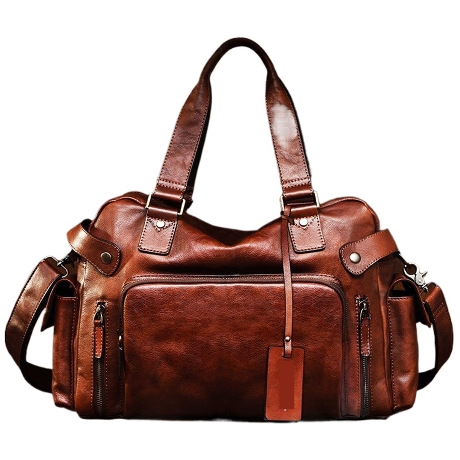 Borsa Sportiva Grande in Pelle per Uomo Borsa Da Uomo In Pelle Conciata Vintage, A Tracolla Casual, Viaggio A Mano, Zaino Fitness(Brown)