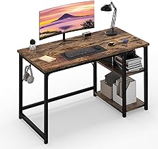 JUMMICO Desk 120 x 50 cm, Computer Desk with 2 Shelves Left or Right Adjustable Separator, Work Table Worktop, Suitable for Office or Living Room