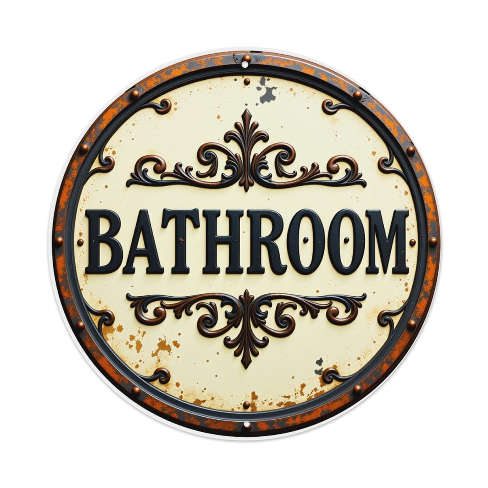 Vintage Rustic Ornate Metal Sign Round Tin Sign Retro Metal Sign for Cafe Bar Pub Home Game Room Gym Club Wall Decoration Vintage Metal Poster 8x8 Inch