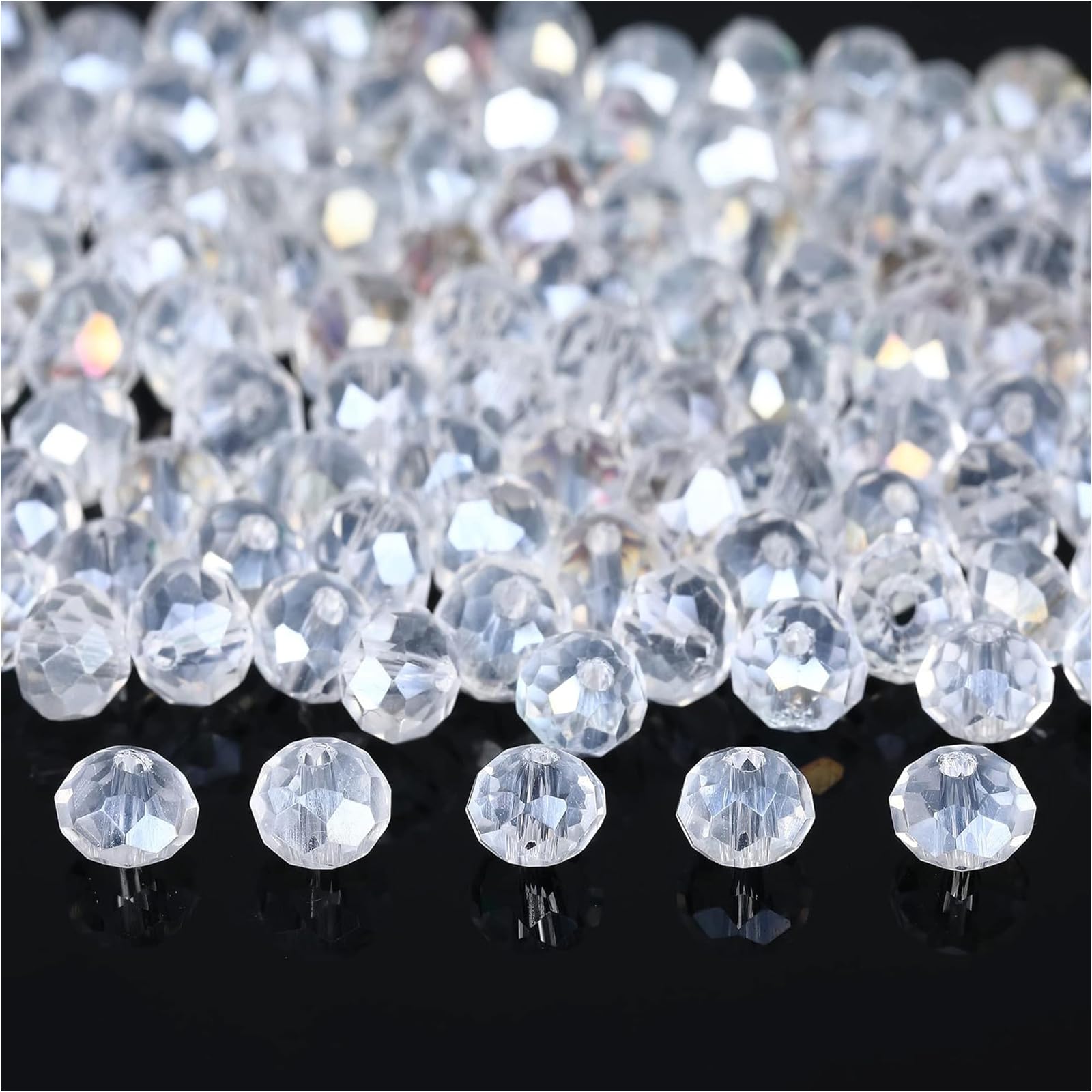 PATIKIL 50pz Perle Vetro a Facette da 10mm, Rosa Bicono Pietra Natale con Foro Verticale per Creare Bracciali Collane Gioielli Fai da Te