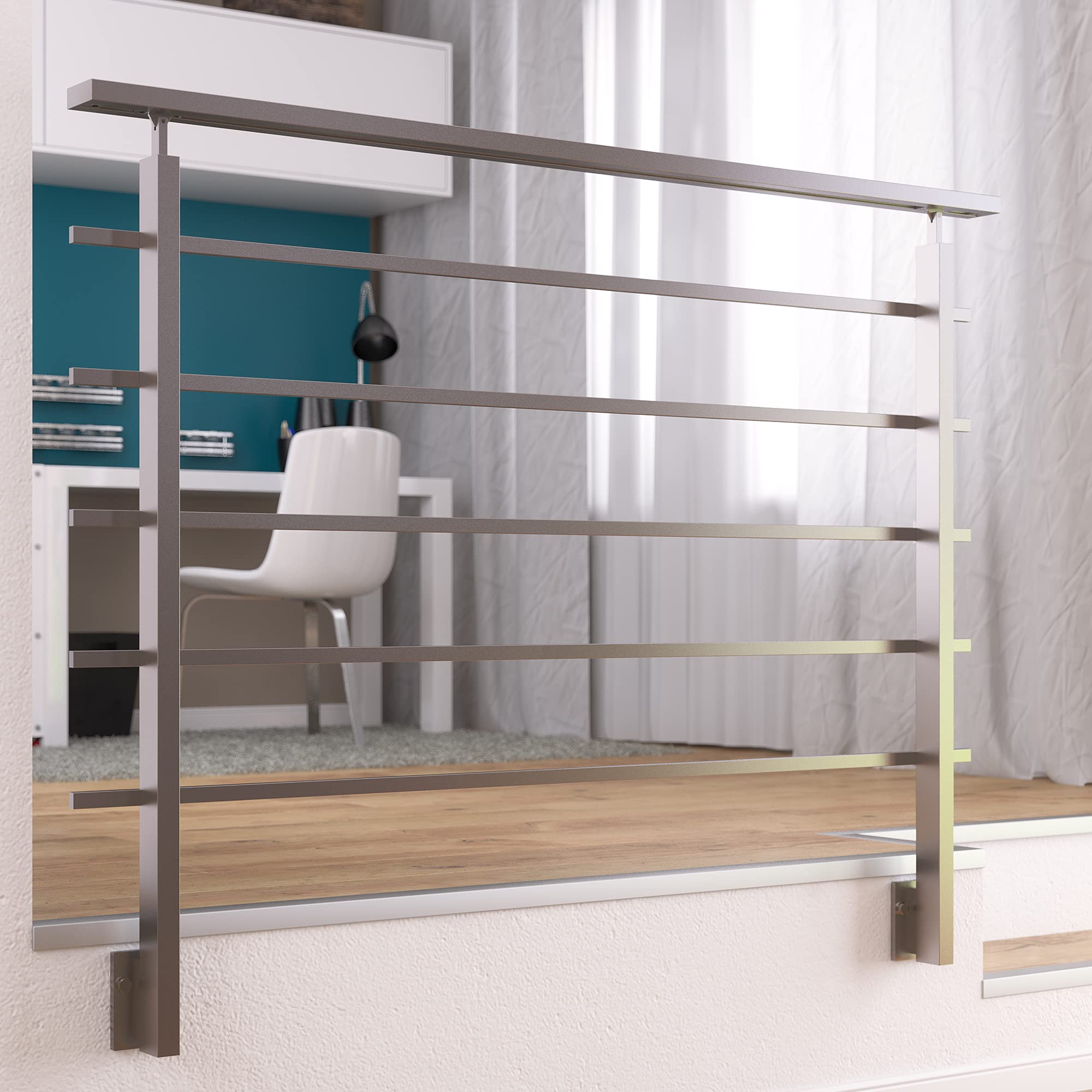DOLLE Brüstungsgeländer Set aus Aluminium seitliche Montage eckiges Design 150 cm