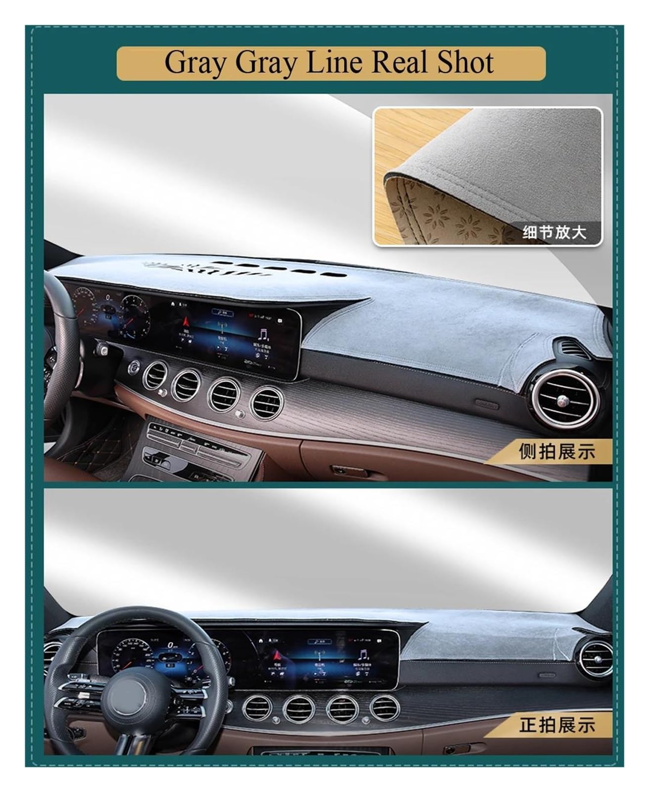Tapis Tableau Bord intérieur Voiture Tapis Tableau Bord en pour Jeep pour Grand pour Cherokee 2022-2024 Protection Pare-Soleil Antidérapant Style Automobile(Grey RHD)