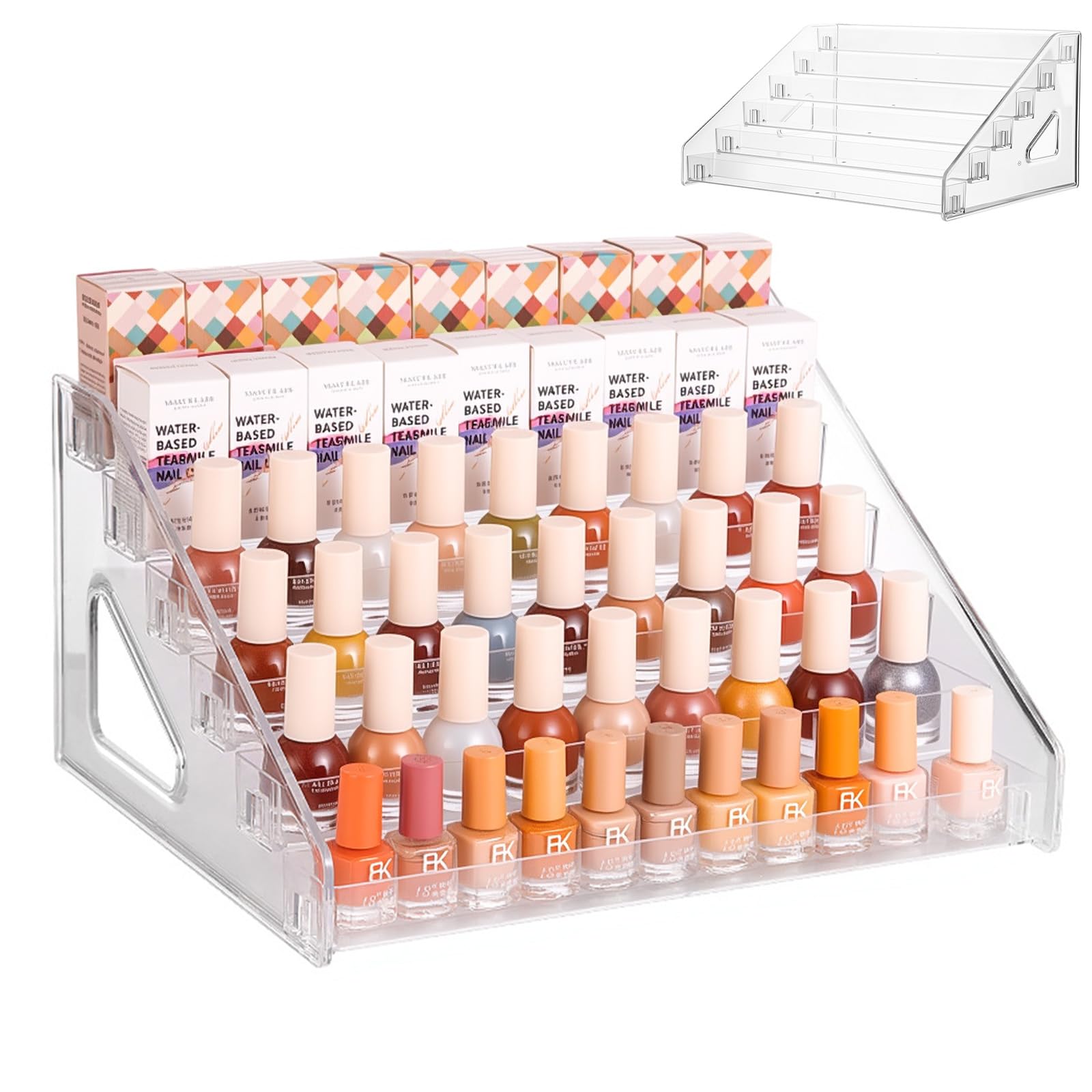 6 Livelli Organizzatore Smalti Acrilico Trasparente per Unghie Porta Smalti Organizer Espositore Display Rack per Rossetti Oli Essenziali e Trucco da Banco (31 x 25,5 x 16 cm)