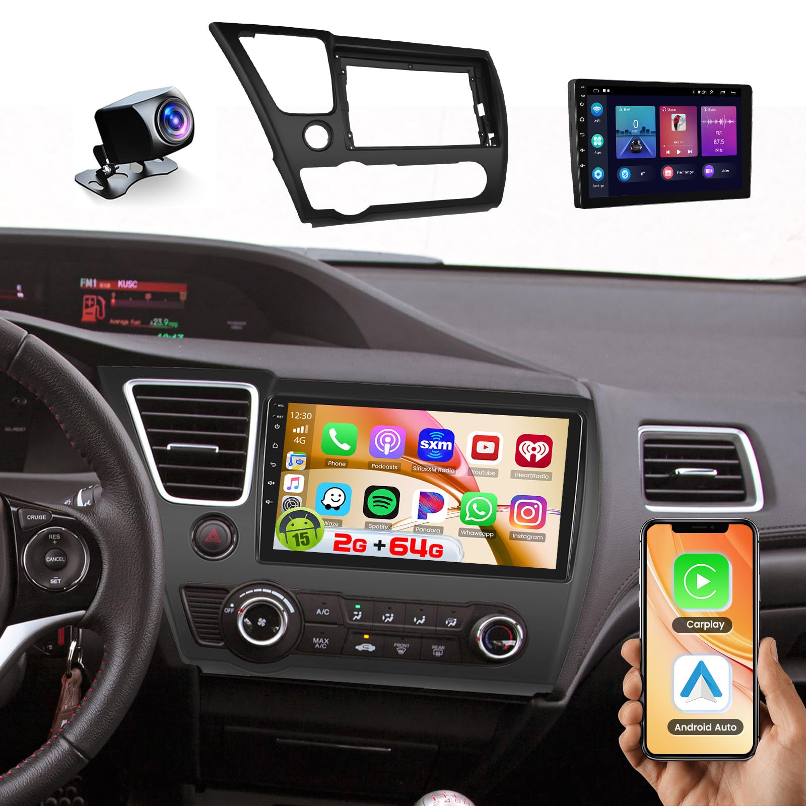 Amazon.com: [2+64GB] Hikity for Honda Civic 2013-2017 Android Car