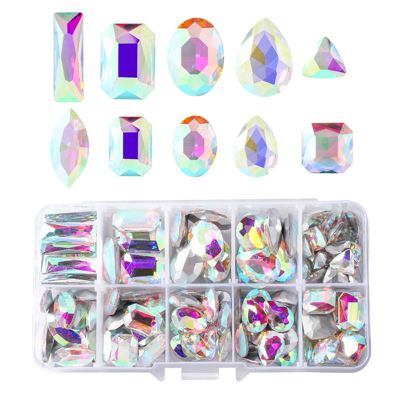 Gemas grandes de cristal con revestimiento AB para un brillo tornasol único