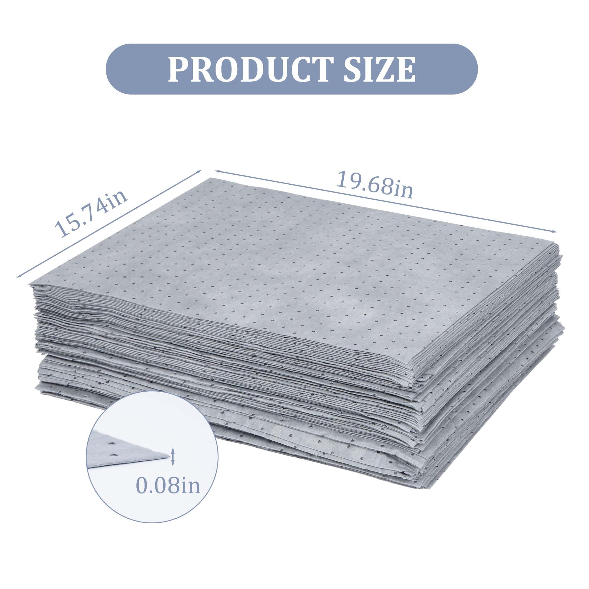 Ölabsorbierende Pads schwere ölabsorbierende Blätter Ölverschmutzungsmatte Grau Ölabsorptionsblätter Öl-Pads für Zuhause, Garage, Keller, Restaurant, Küche, 50 x 40 cm, 100 Stück, S05Y2KM0001