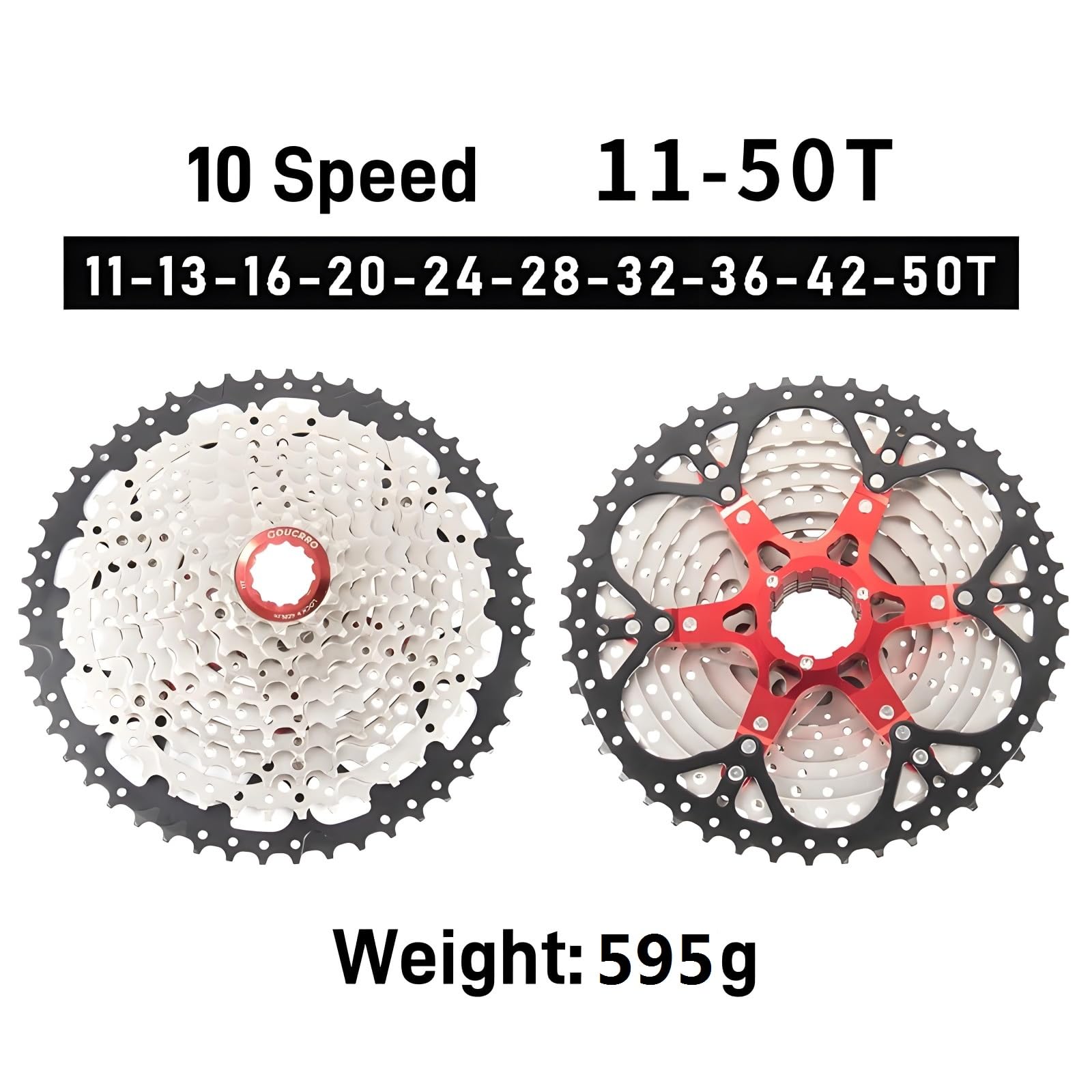 Fahrradkassette 10-Gang-Kassette 11-36T, 11-40T, 11-42T, 11-46T, 11-50T Fahrradkassetten & Freilauf, passend für Mountainbike, Rennrad
